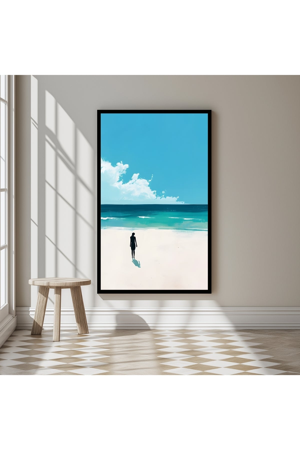 Waves Alone Wall Art Print — Peaceful Ocean Solitude Poster