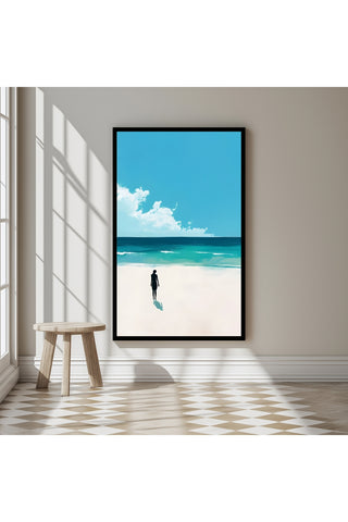 Waves Alone Wall Art Print — Peaceful Ocean Solitude Poster