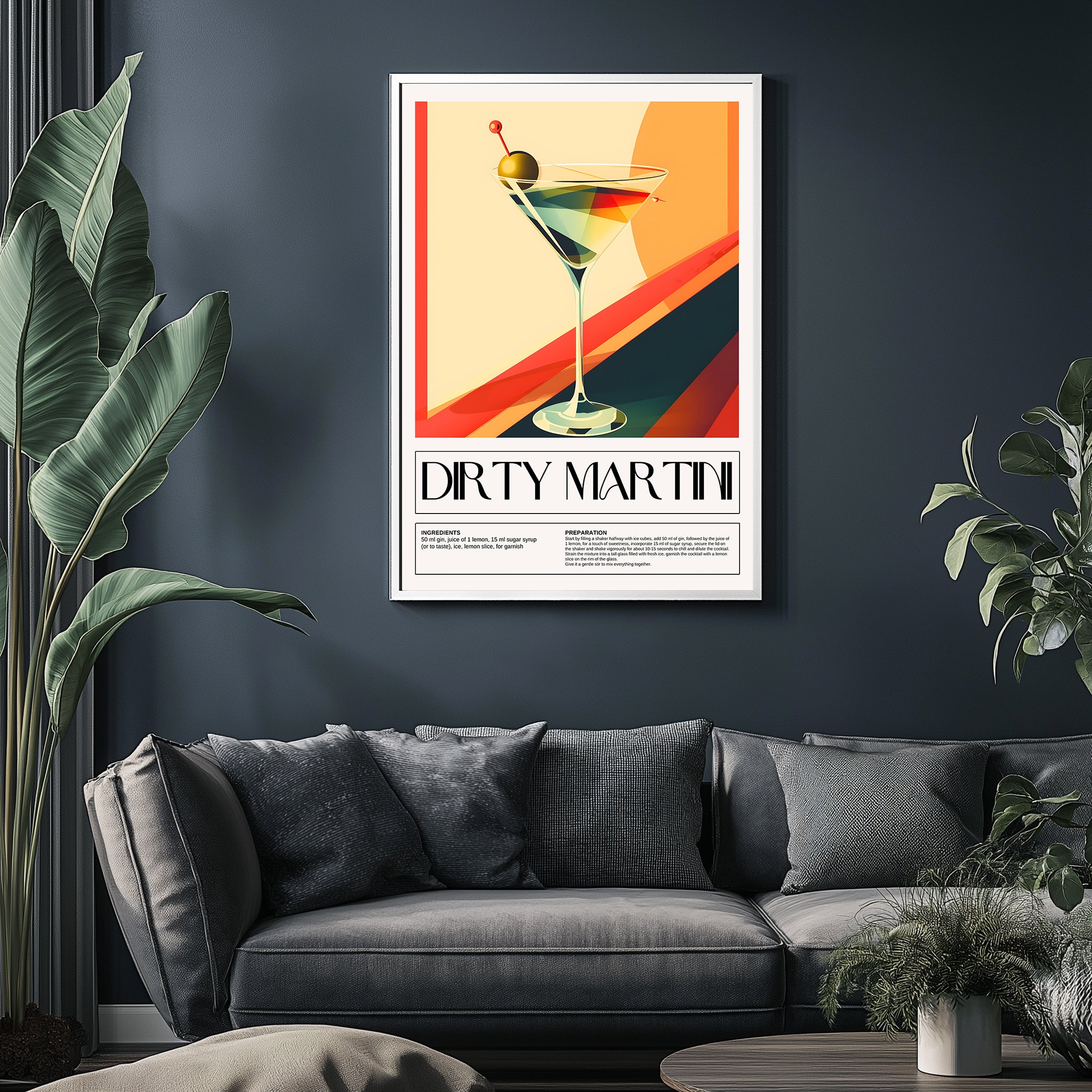 Dirty Martini Wall Art Print — Classic Olive Cocktail Poster