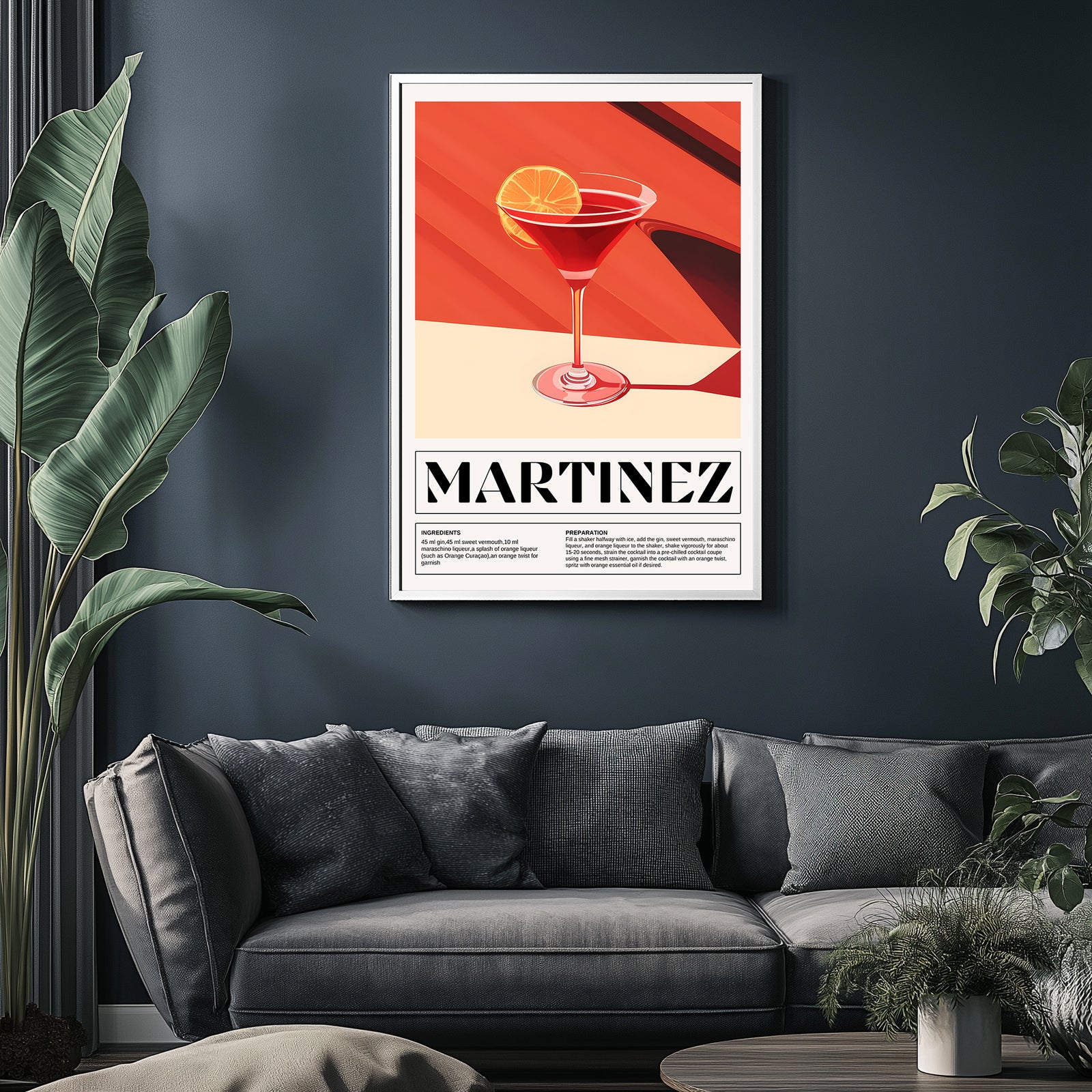 Martinez Wall Art Print — Vintage Pre-Prohibition Cocktail Poster