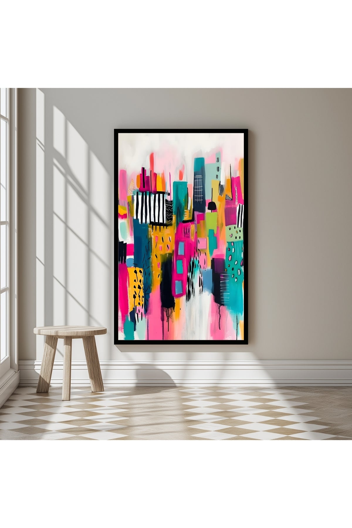 Neon Cityscape Wall Art Print — Urban Skyline Poster