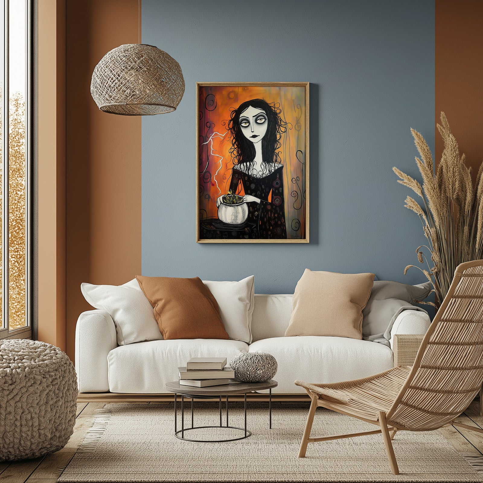 Gothic Gardener Wall Art Print — Dark Botanical Portrait Poster