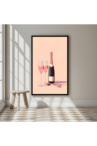 Blush & Bubbles Wall Art Print — Pink Champagne Aesthetic Poster