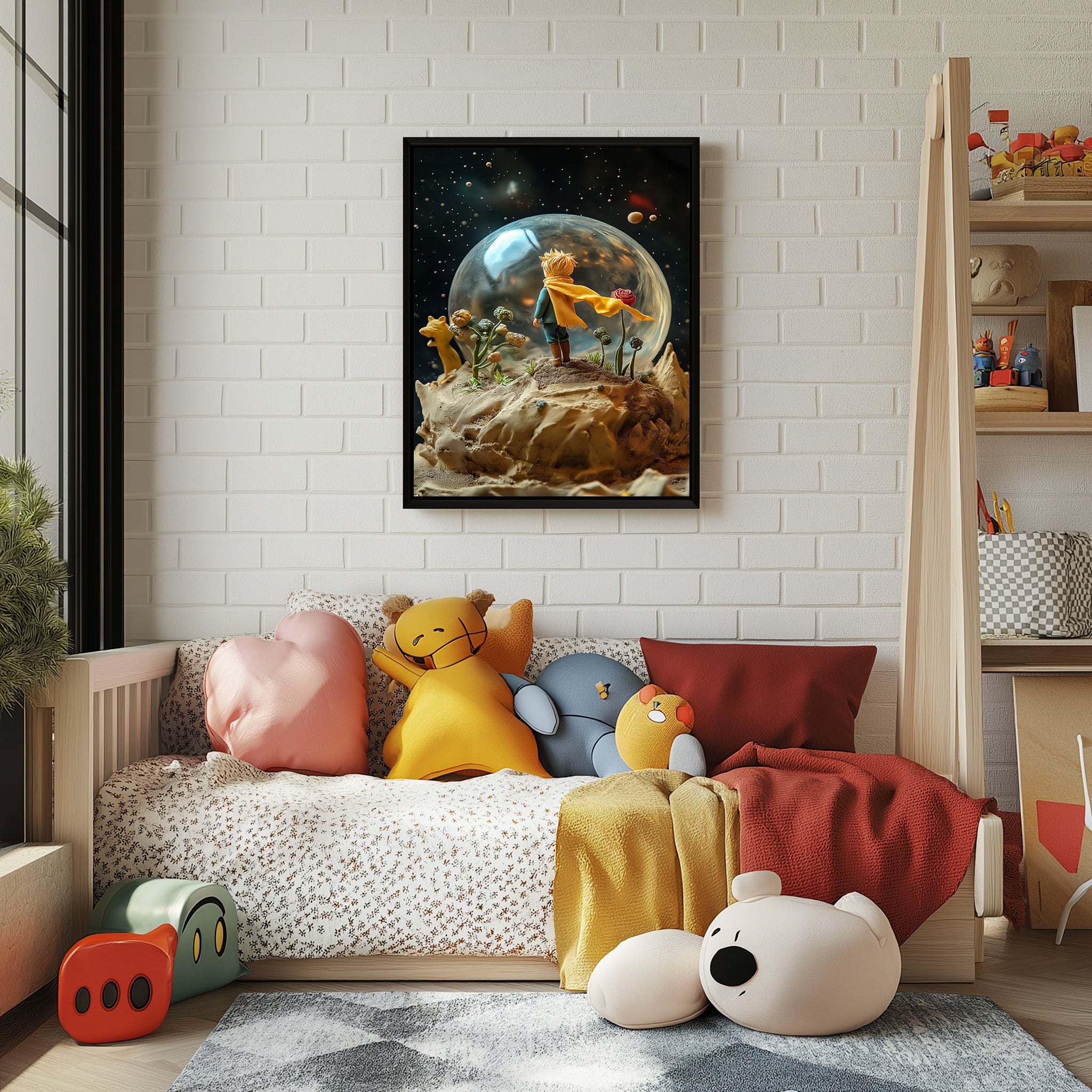 The Little Prince in a Snow Globe Wall Art Print — Saint-Exupéry Tribute Poster