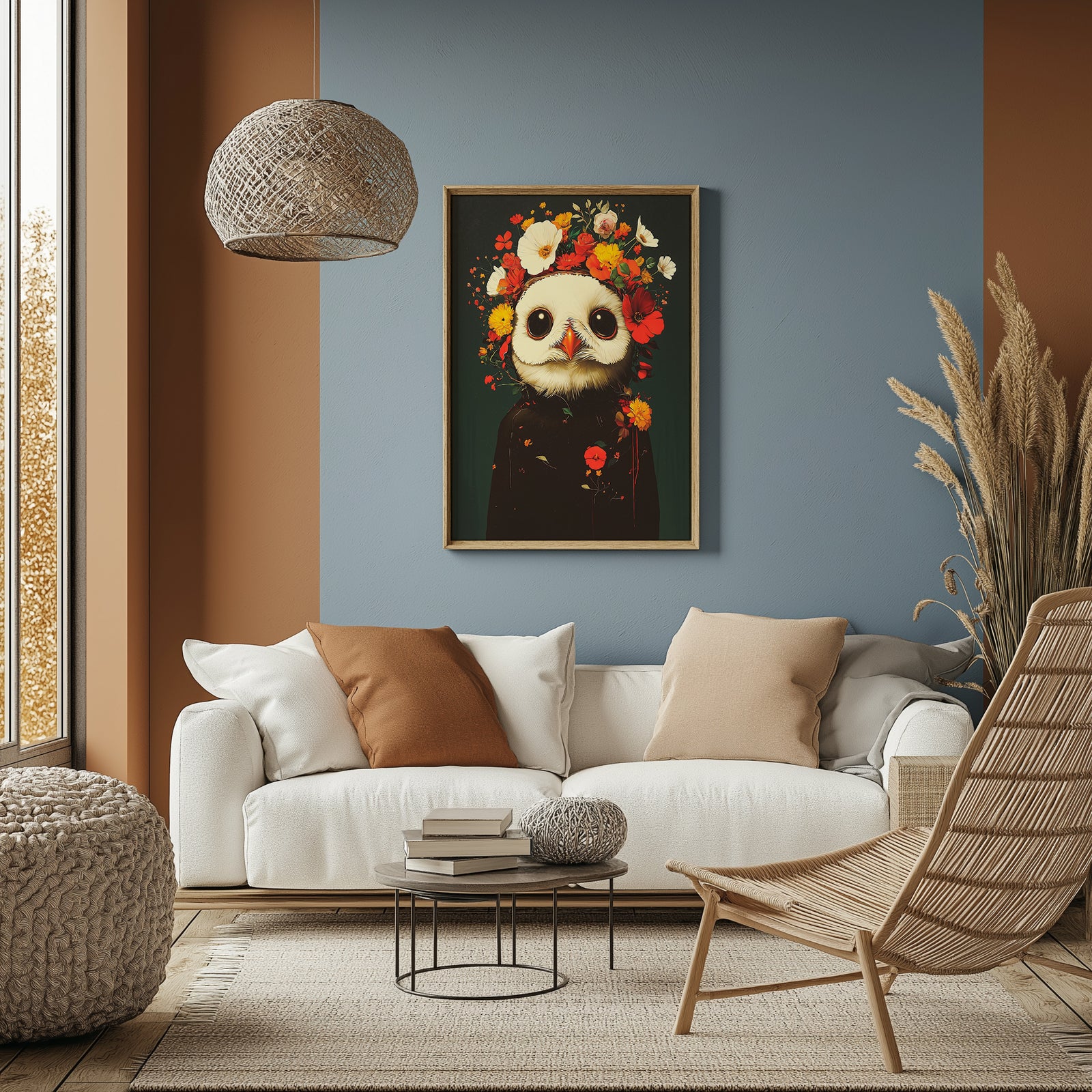Blossom Bird Wall Art Print — Botanical Floral Bird Illustration Poster