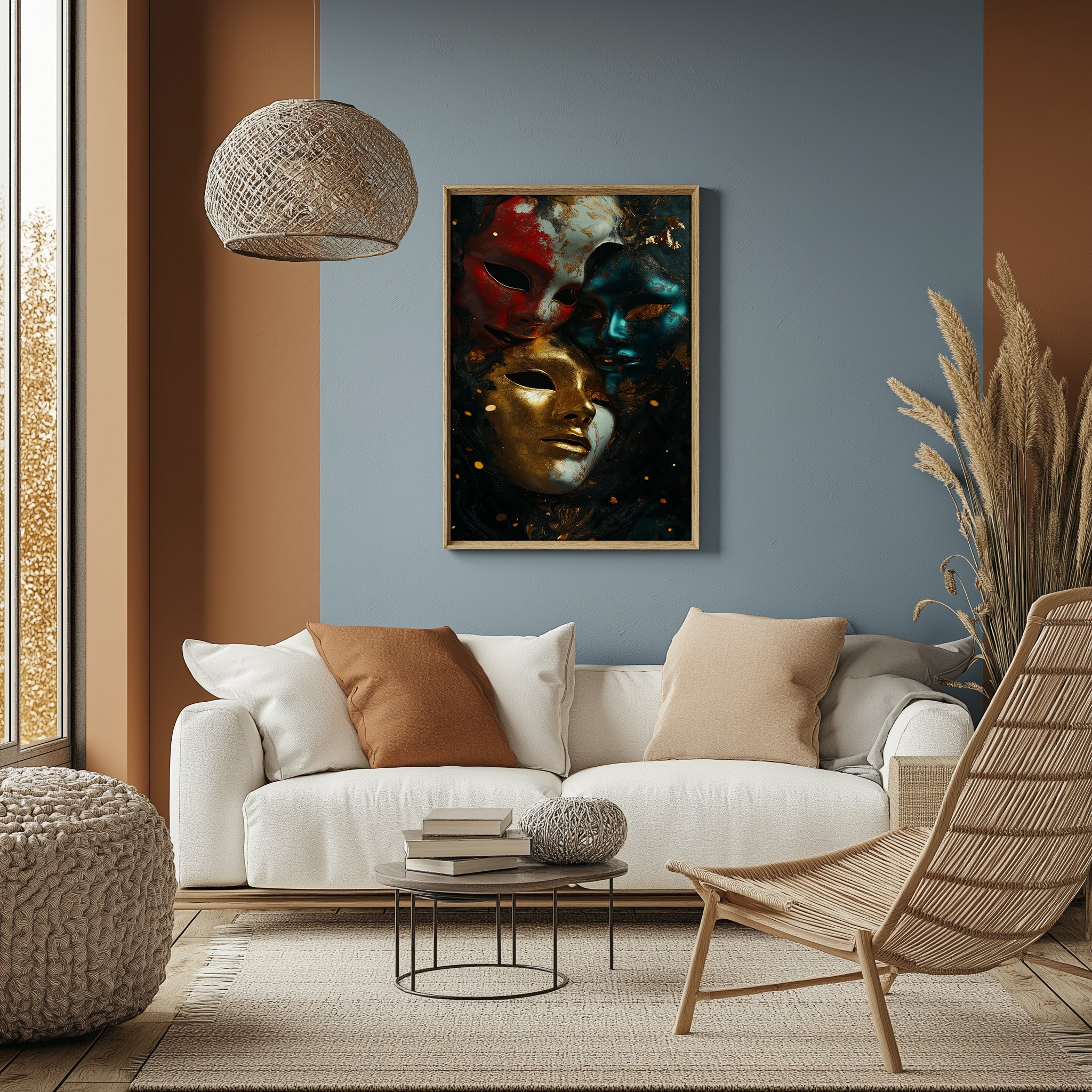 Chromatic Masks Wall Art Print — Mystical Three Masks Poster