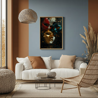Chromatic Masks Wall Art Print — Mystical Three Masks Poster
