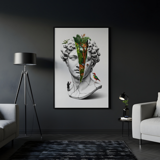 Nature Collage — Surreal Apollo Bust Wall Art Print