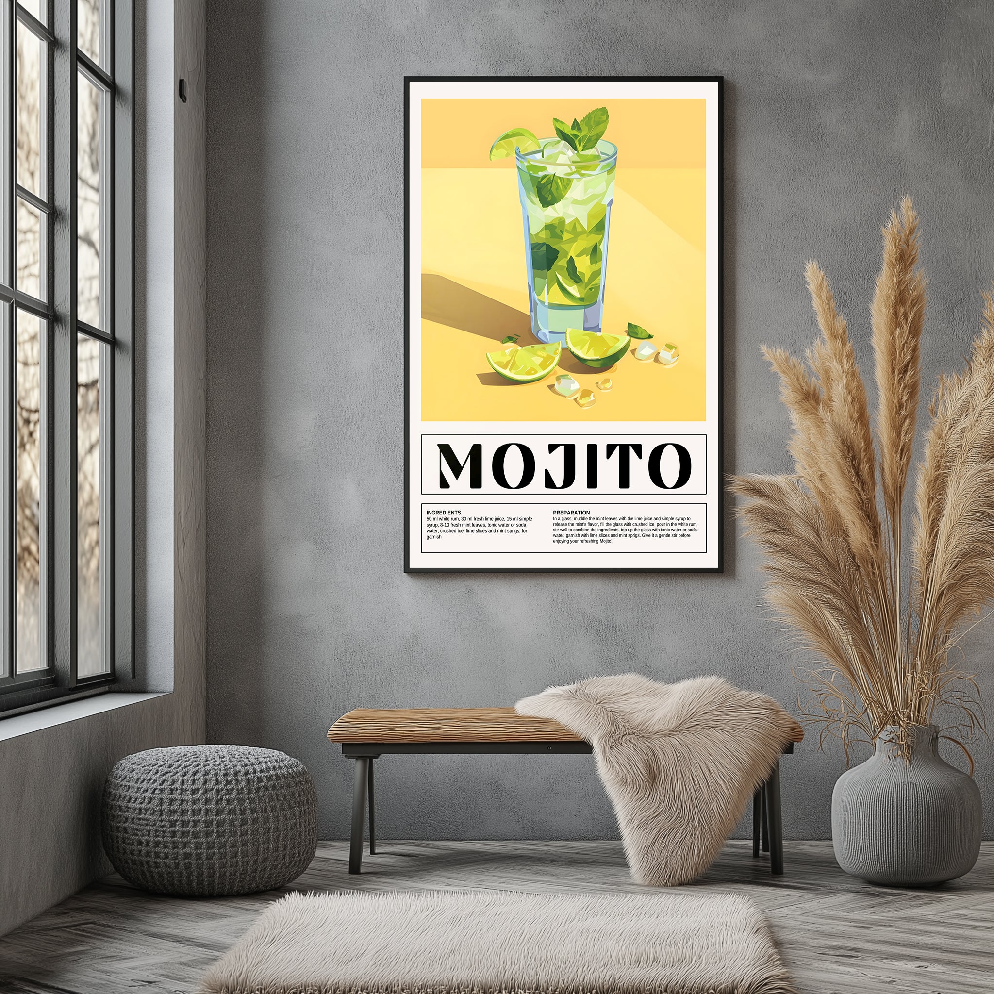 The Mojito Wall Art Print — Classic Cuban Rum Cocktail Poster