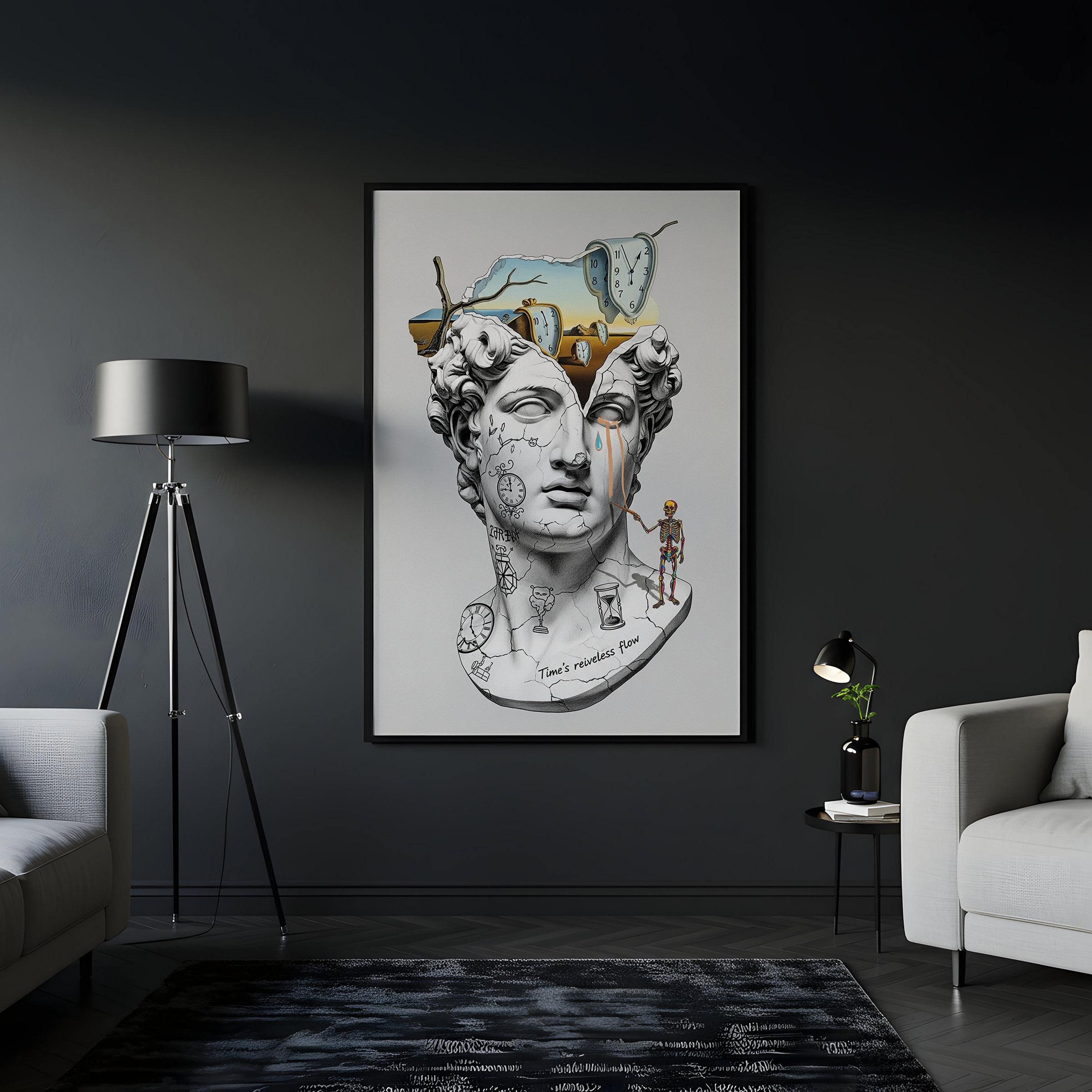 Flow of Time Dali — Surreal Melting Clocks Wall Art Print