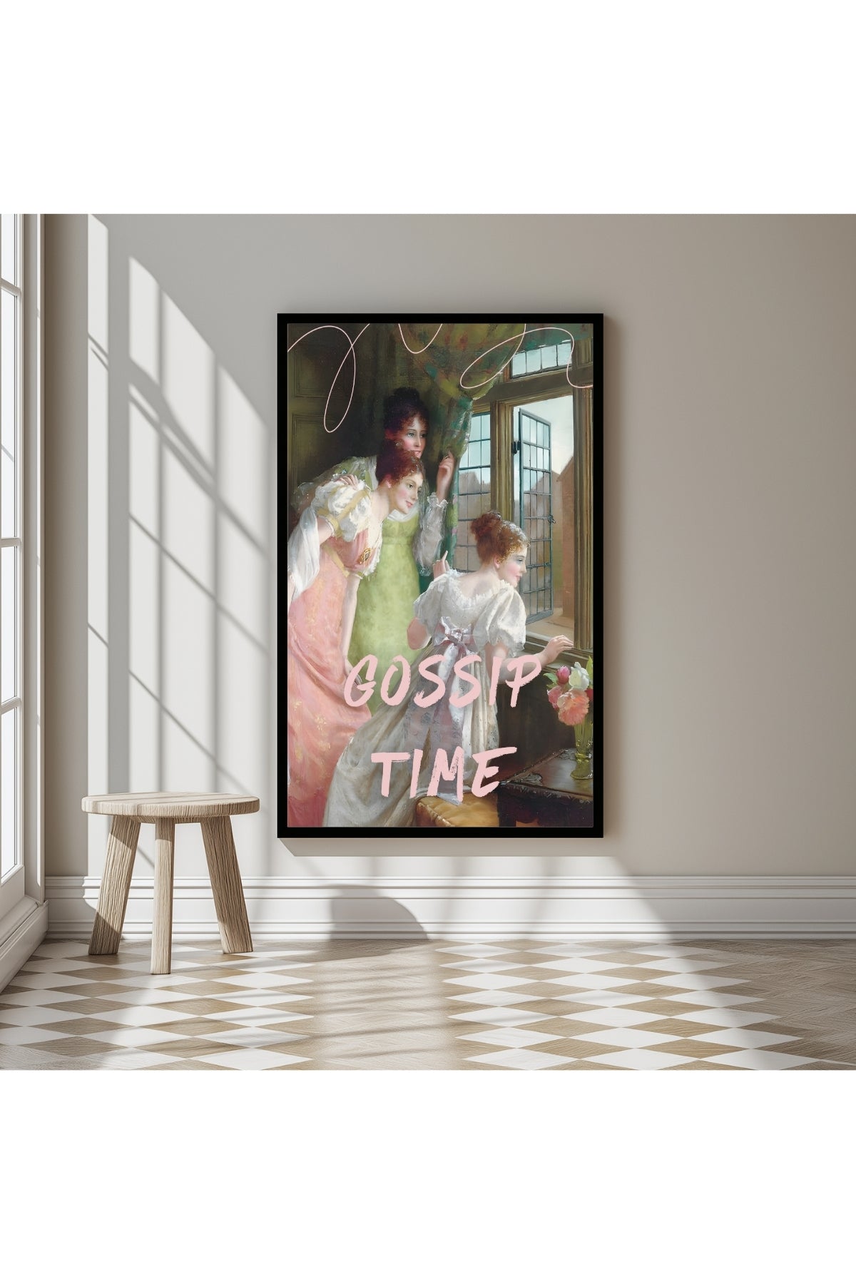 Gossip Time Wall Art Print — Playful Friends Quote Poster
