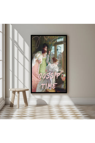 Gossip Time Wall Art Print — Playful Friends Quote Poster