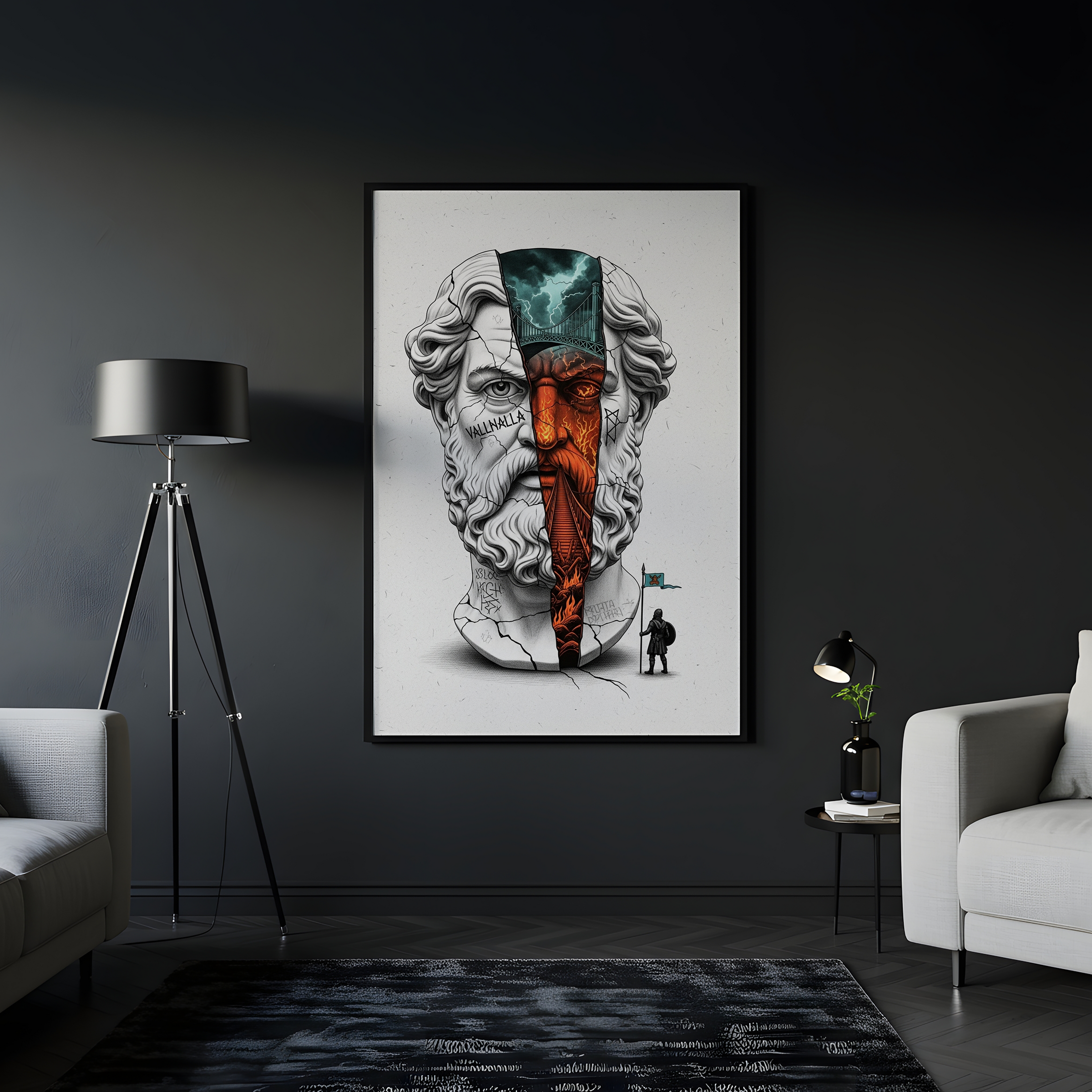 Valhalla Odin — Surreal Norse Mythology Wall Art Print
