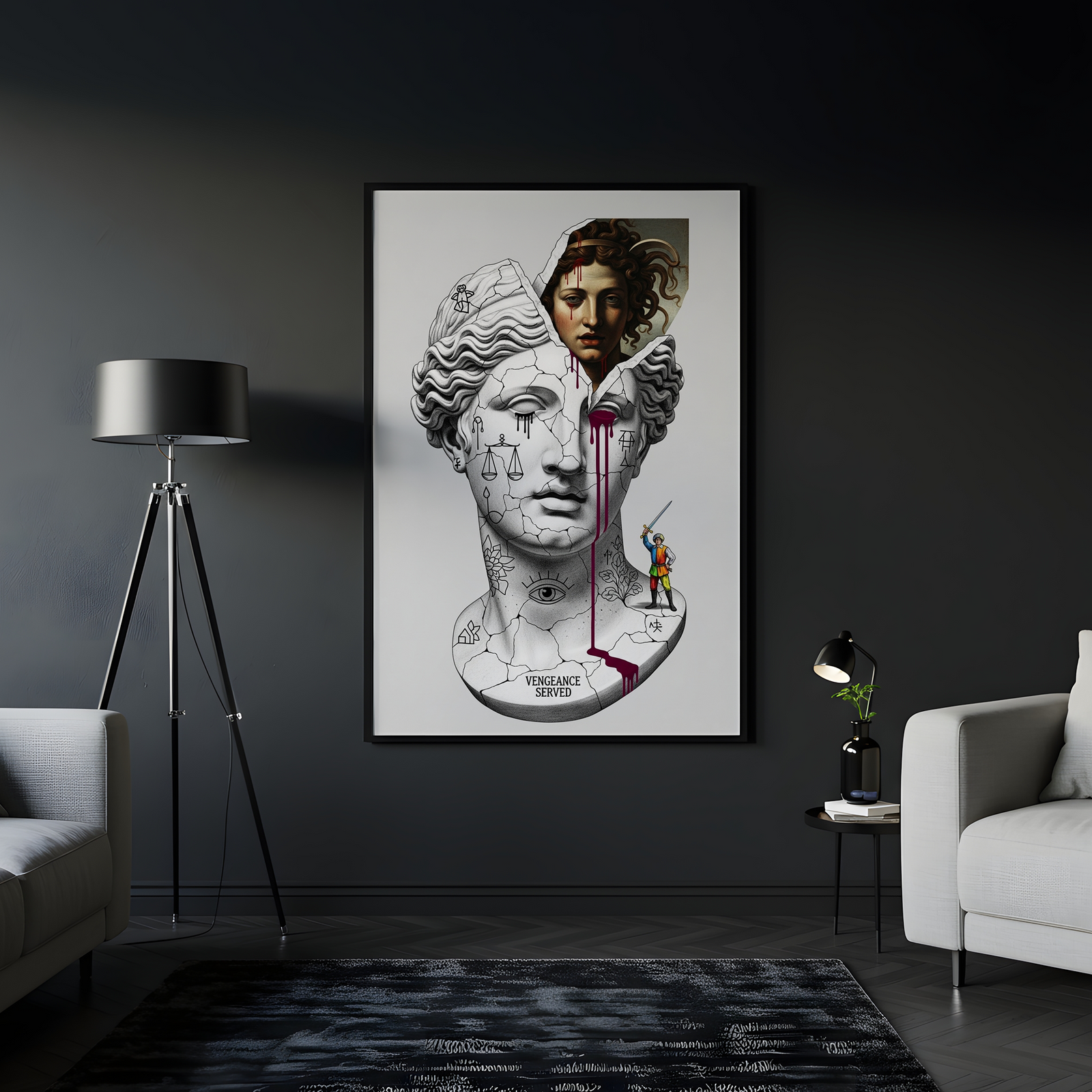 Vengeance Served Medusa V2 — Surreal Greek Mythology Wall Art Print