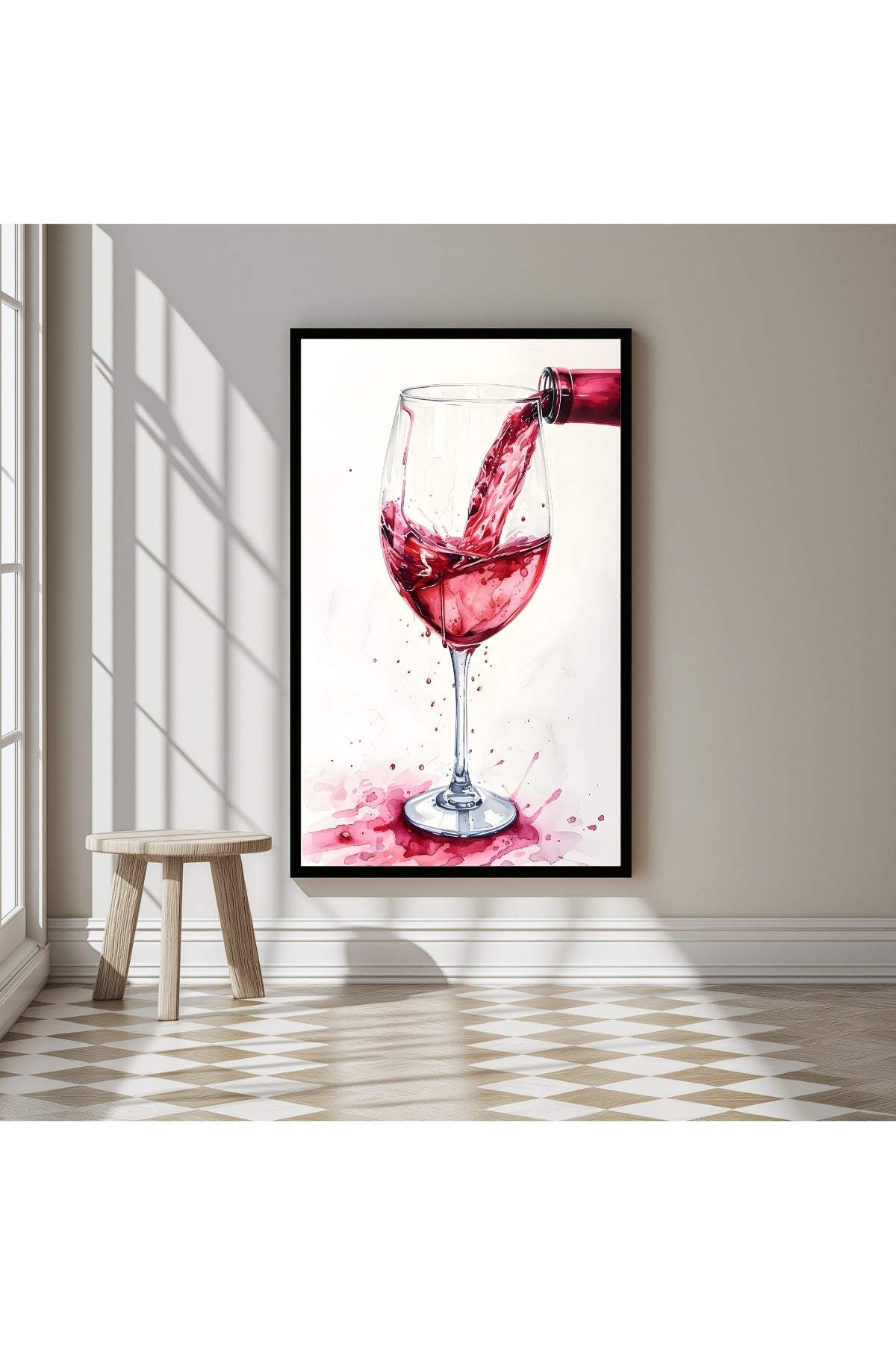 Crimson Cascade Wall Art Print — Red Hair Editorial Fashion Poster