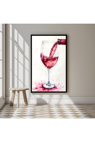Crimson Cascade Wall Art Print — Red Hair Editorial Fashion Poster