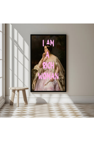 I Am Rich Woman Wall Art Print — Abundance Manifestation Quote Poster