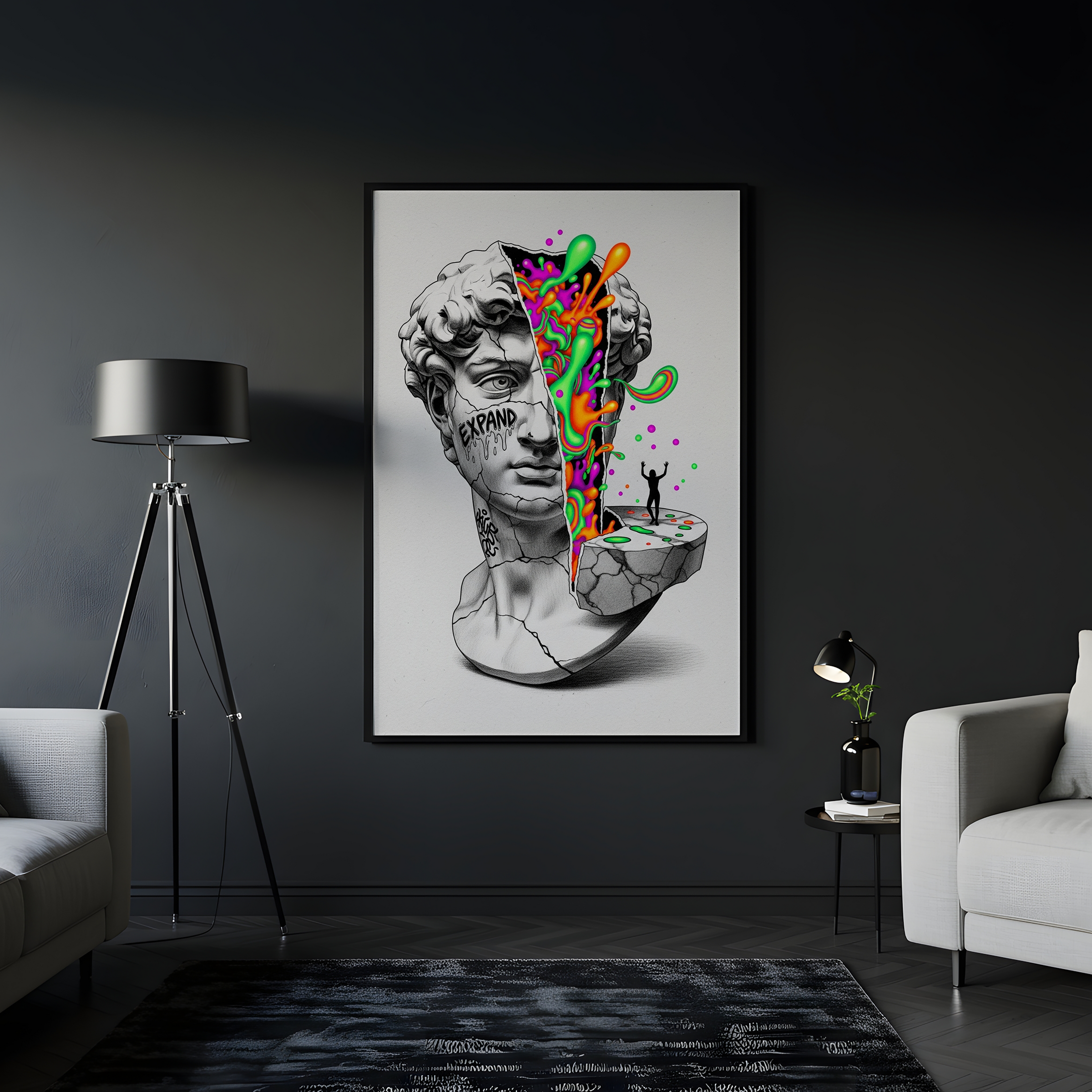 Expand Pop Art — Surreal David Bust Wall Art Print