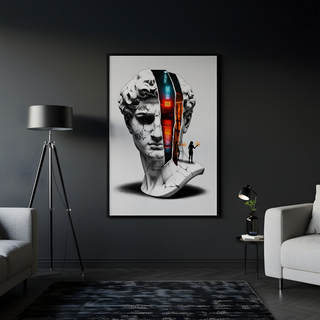 Neon Noir — Surreal David Bust Wall Art Print