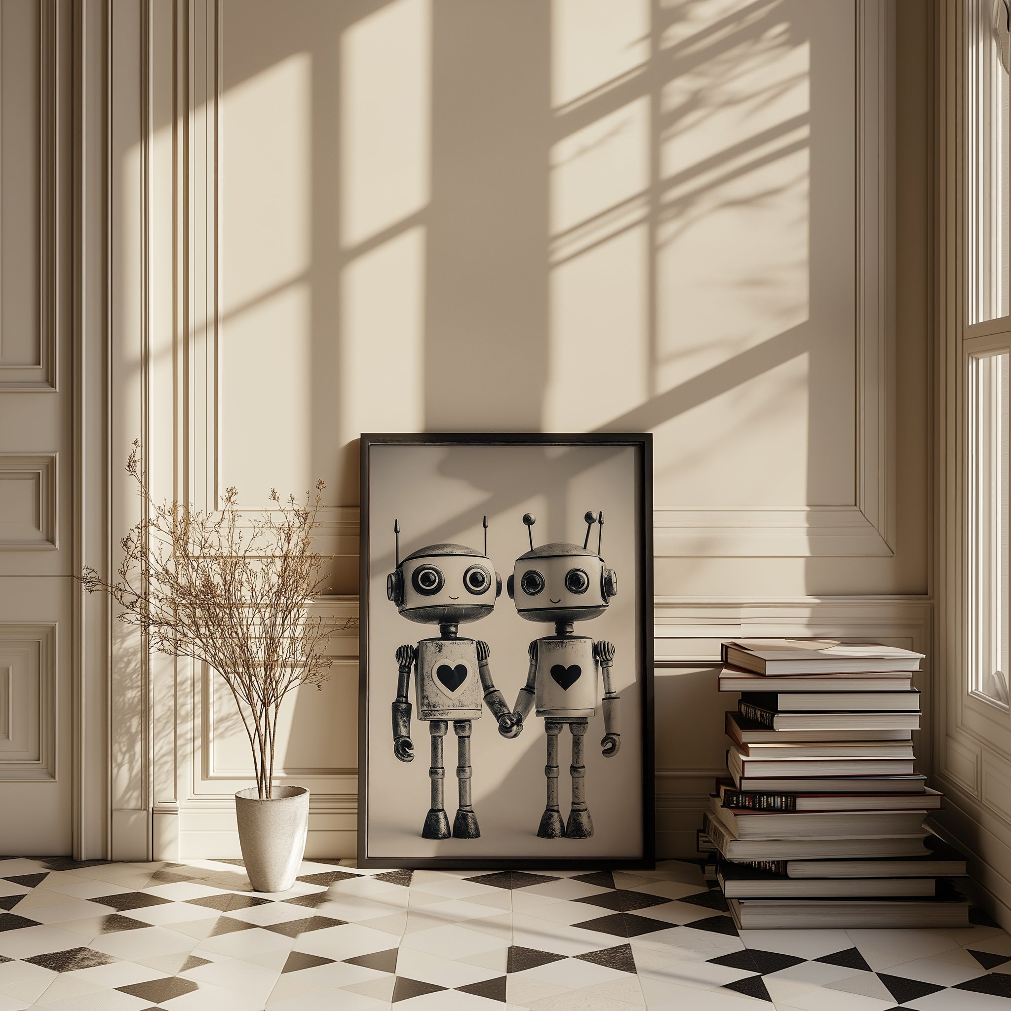 Mechanical Hearts Wall Art Print — Industrial Robot Love Poster