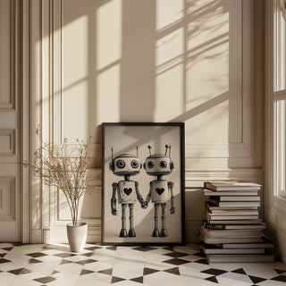 Mechanical Hearts Wall Art Print — Industrial Robot Love Poster