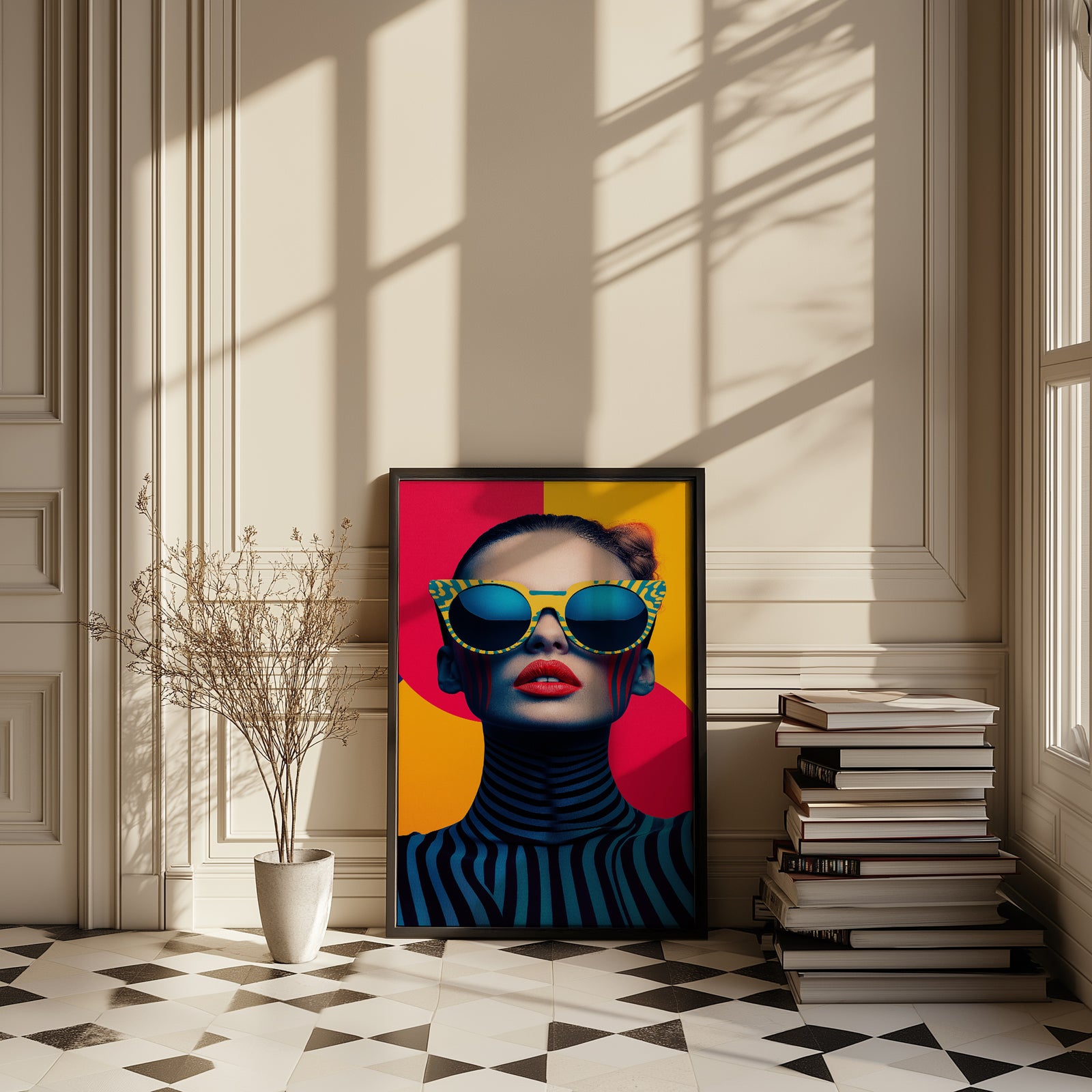 Electric Elegance Wall Art Print — Bold Pop Portrait Poster
