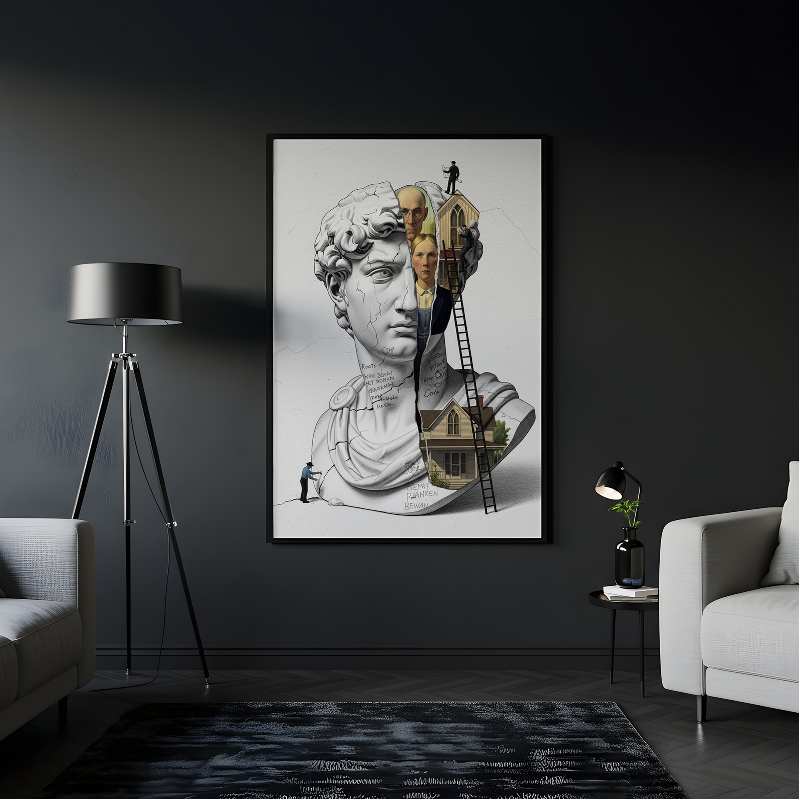 American Gothic Roots — Surreal David Bust Wall Art Print
