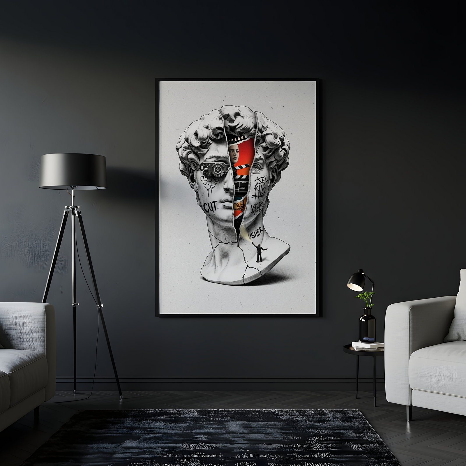 Cut! Cinema — Surreal David Bust Wall Art Print