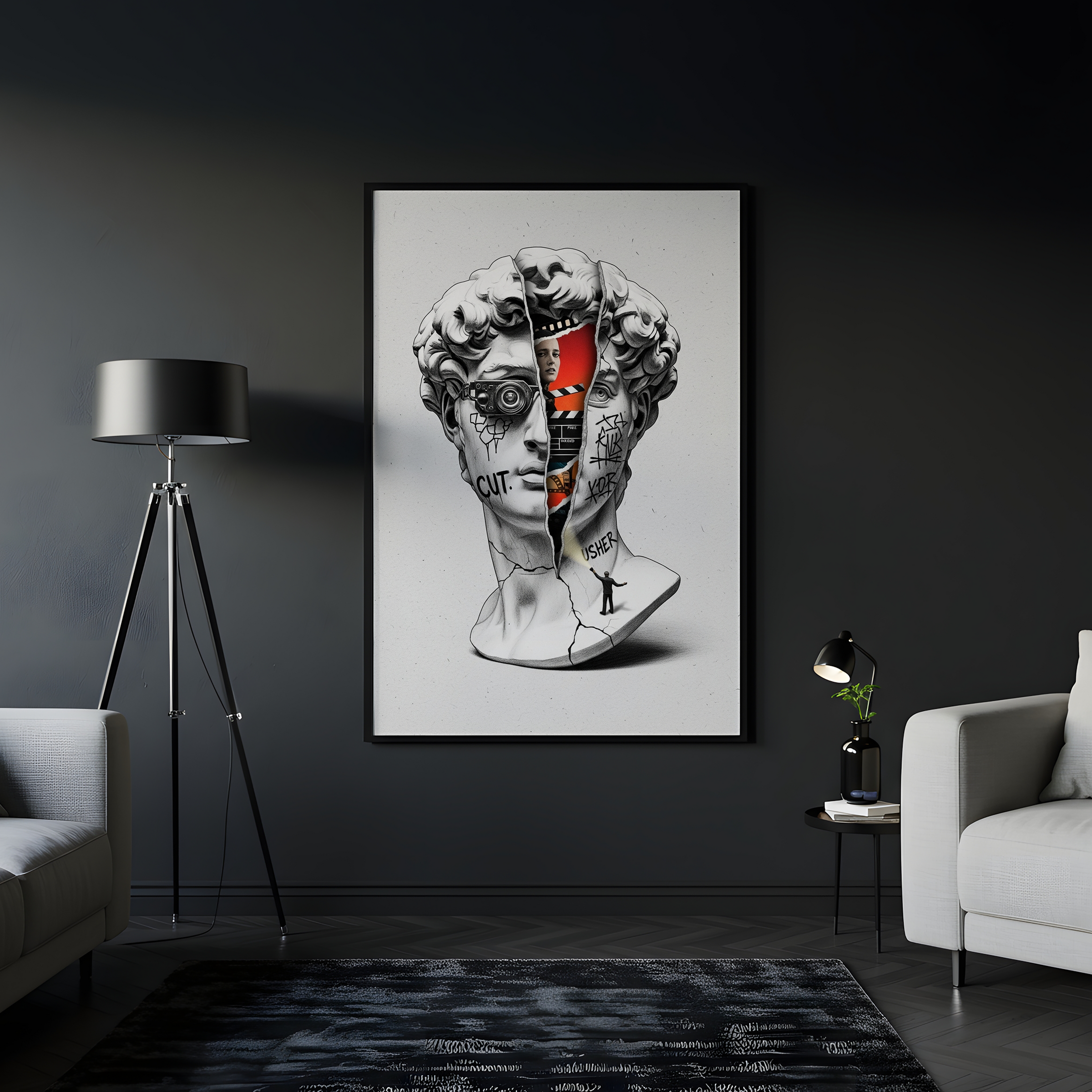 Cut! Cinema — Surreal David Bust Wall Art Print
