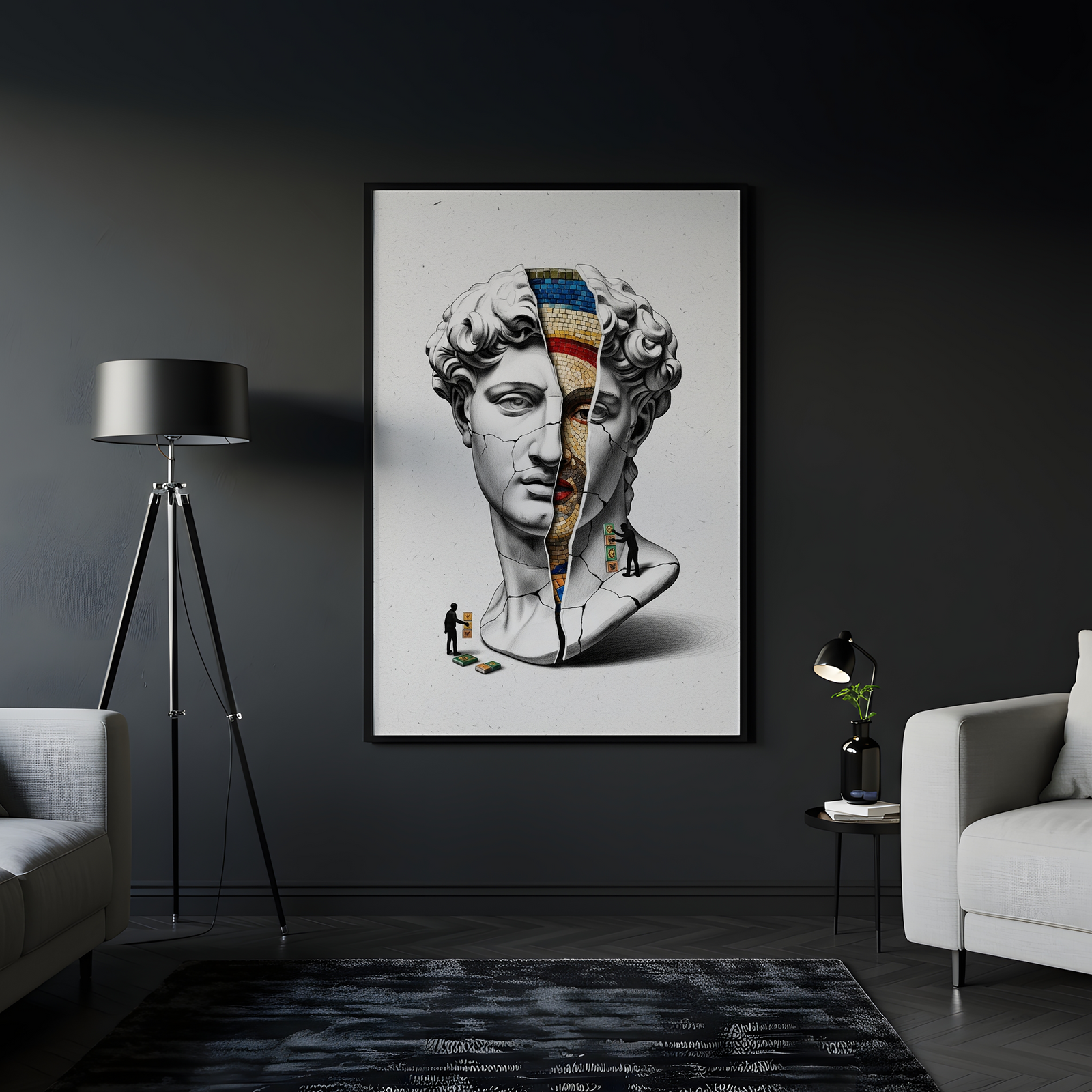 Mosaic — Surreal David Bust Wall Art Print