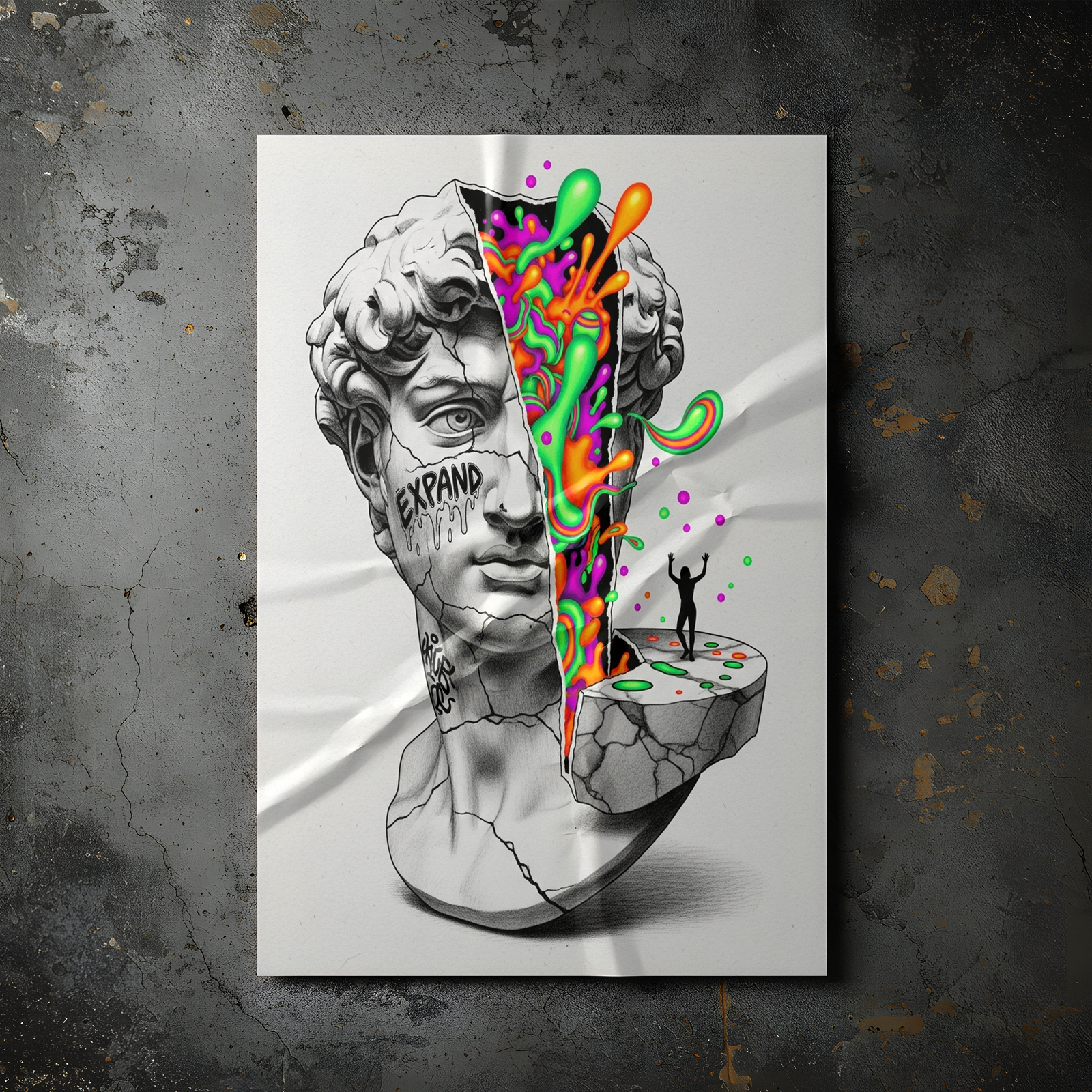 Expand Pop Art — Surreal David Bust Wall Art Print