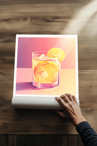 Gin & Lemon Wall Art Print — Classic Cocktail Poster