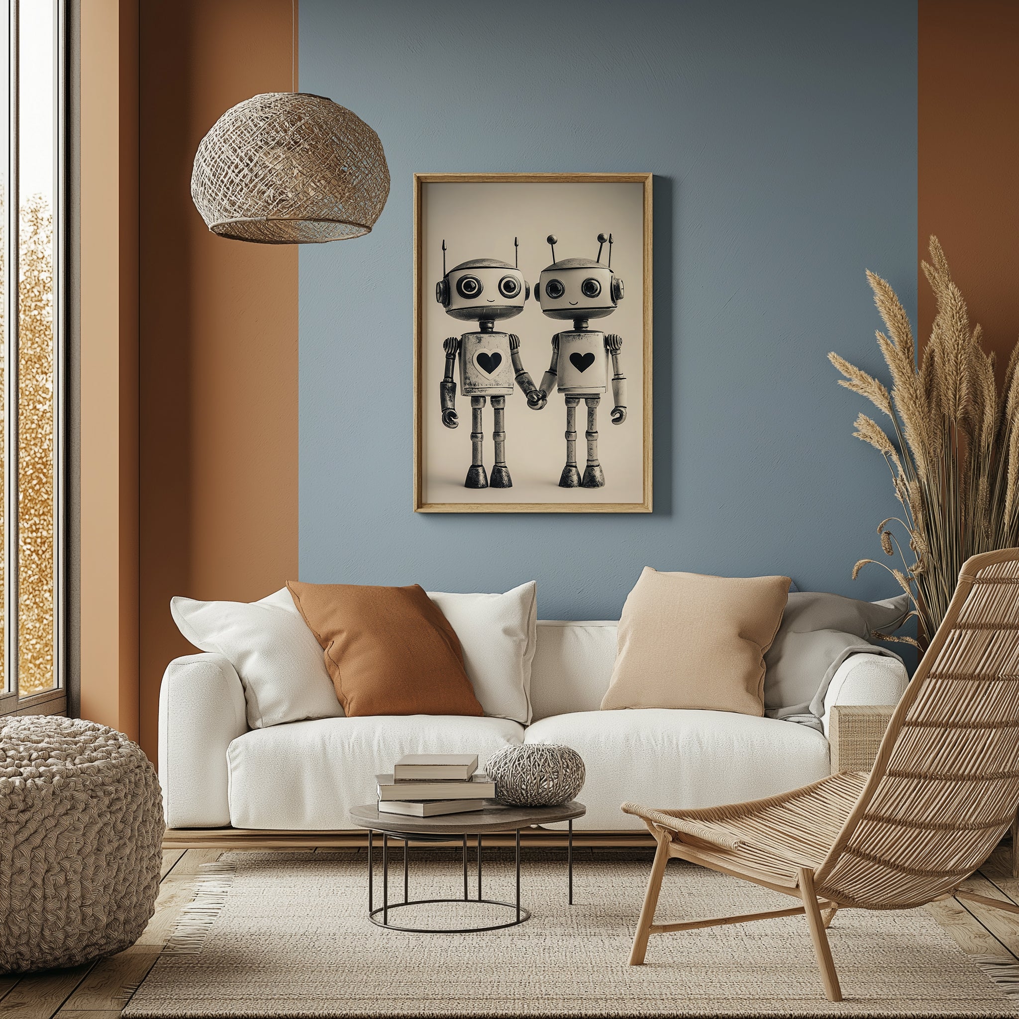 Mechanical Hearts Wall Art Print — Industrial Robot Love Poster
