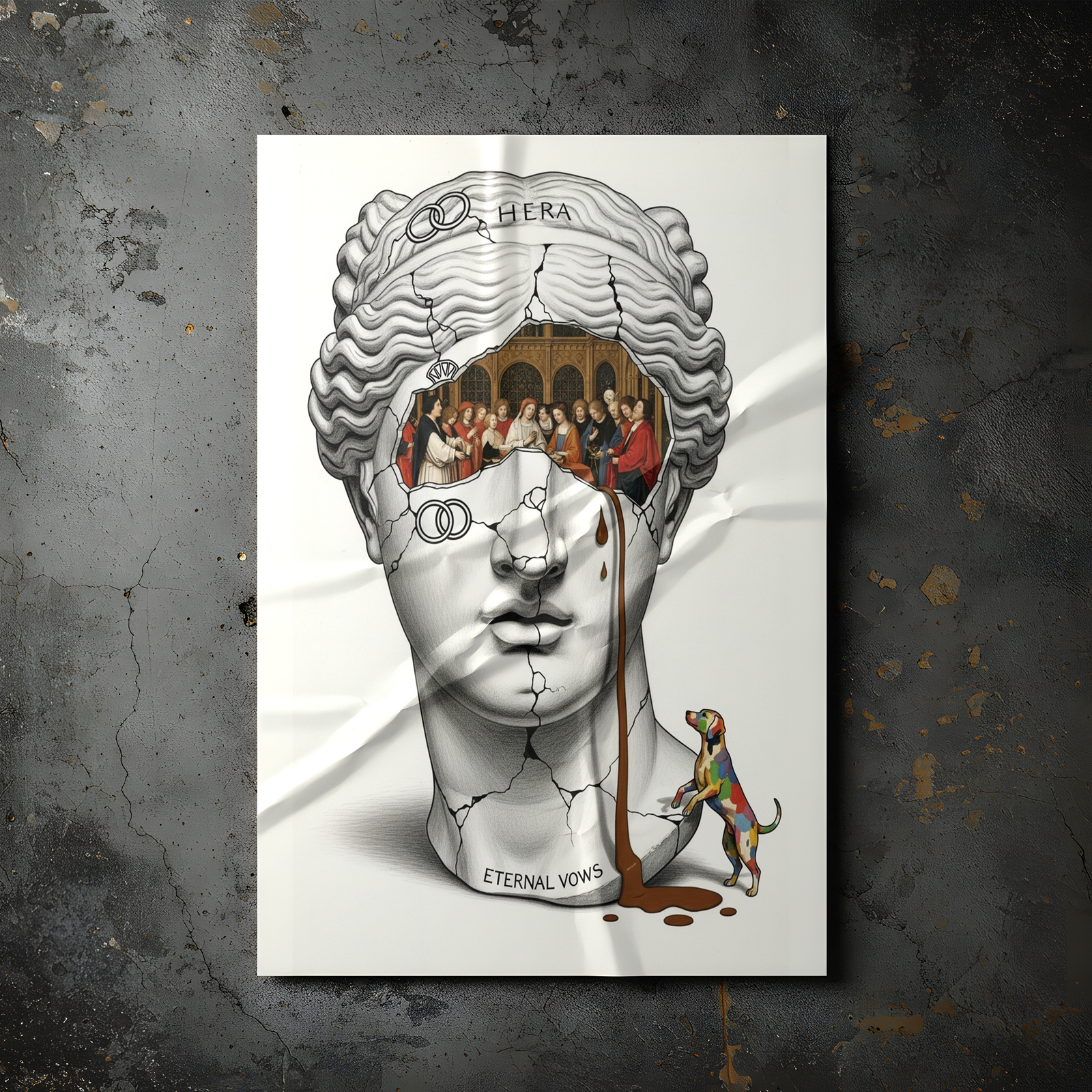 Hera Eternal Vows — Surreal Goddess Bust Wall Art Print