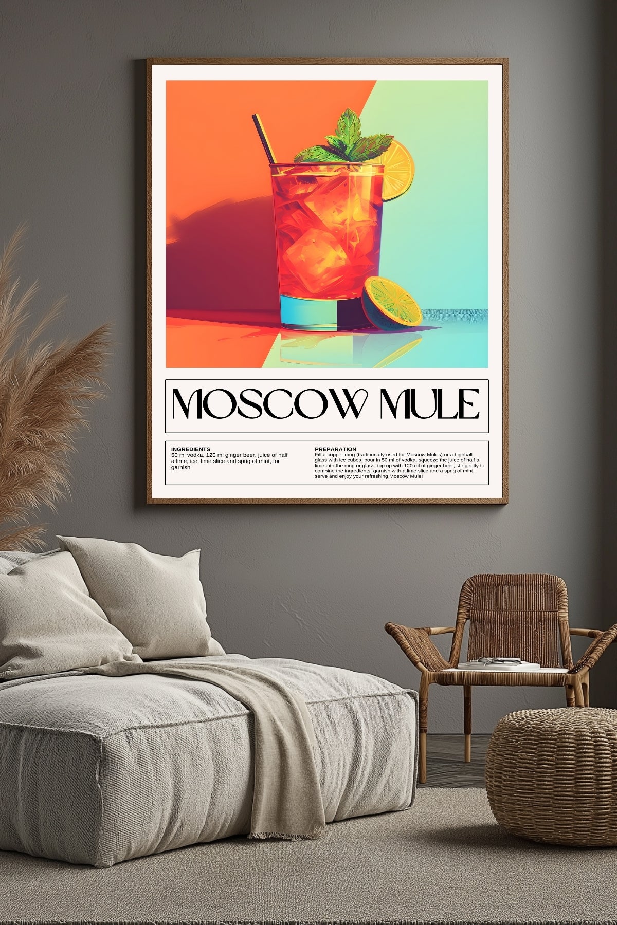 Moscow Mule Wall Art Print — Classic Vodka Ginger Cocktail Poster