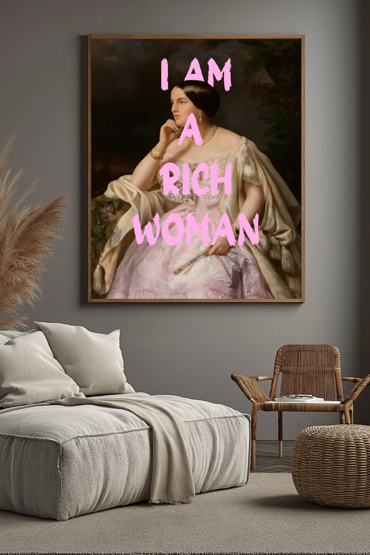 I Am Rich Woman Wall Art Print — Abundance Manifestation Quote Poster