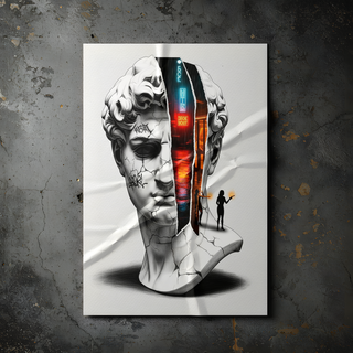 Neon Noir — Surreal David Bust Wall Art Print