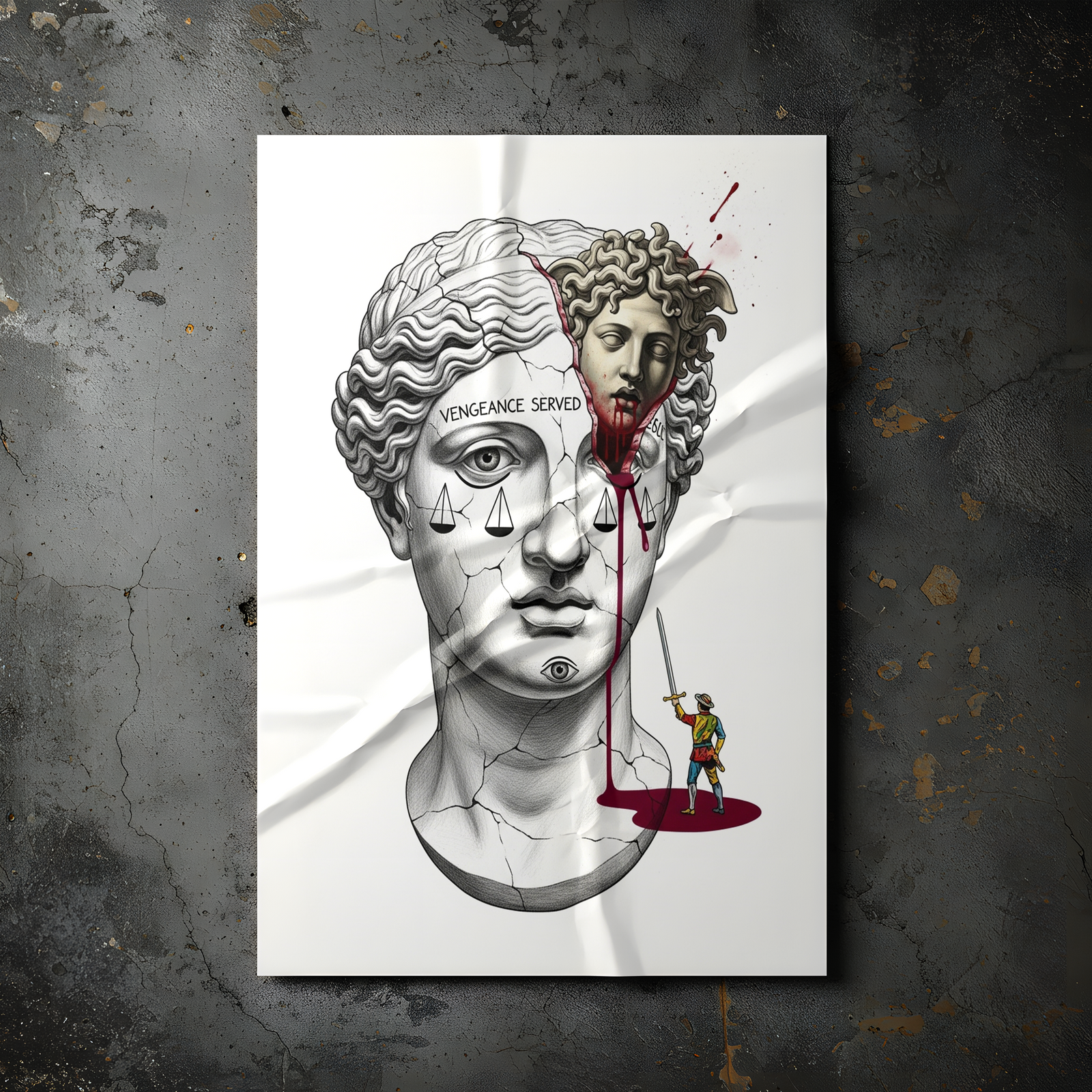 Vengeance Served Medusa — Surreal Greek Mythology Wall Art Print