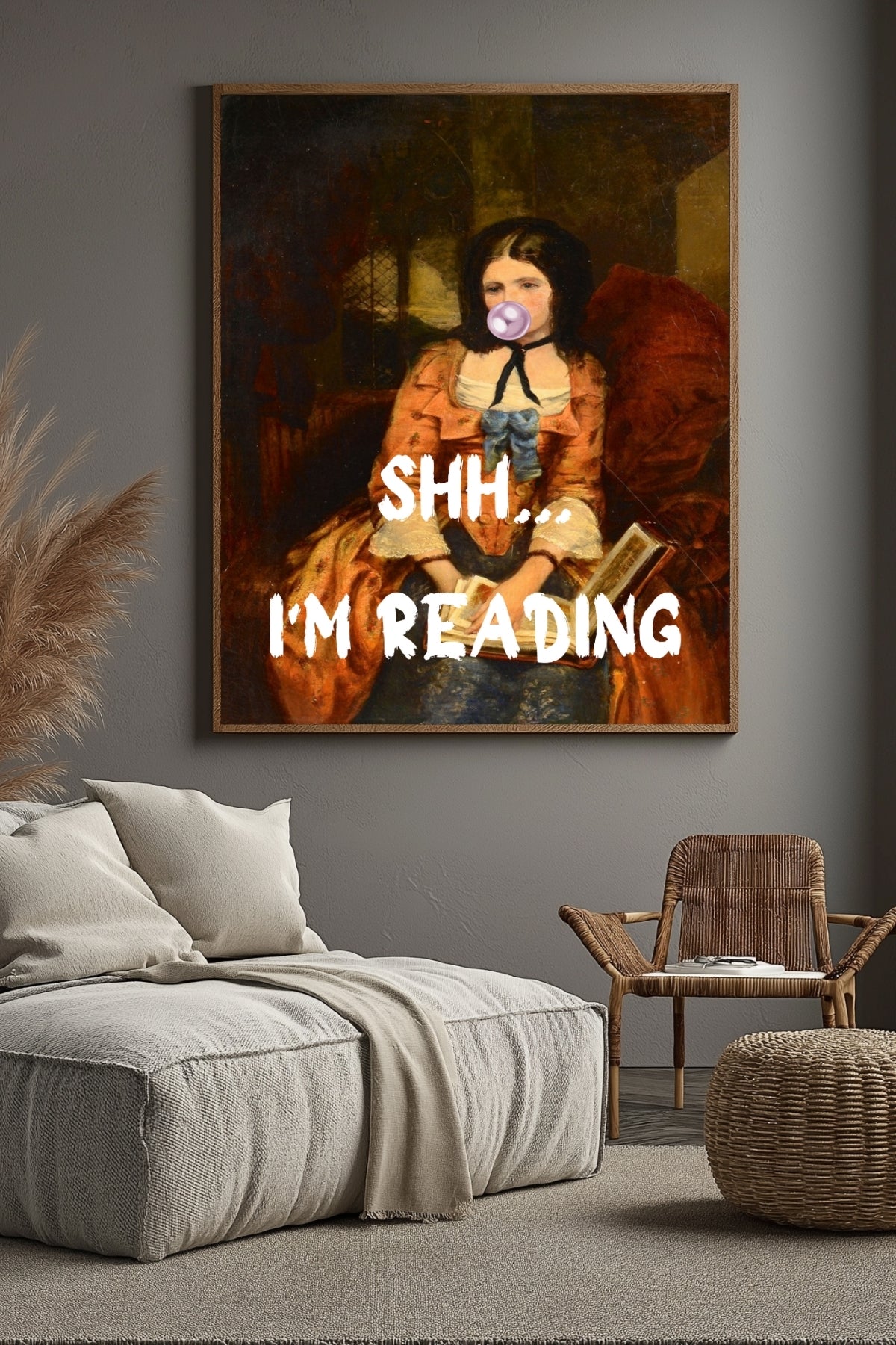 She is Reading Wall Art Print — Book Lover Feminine Quote Poster