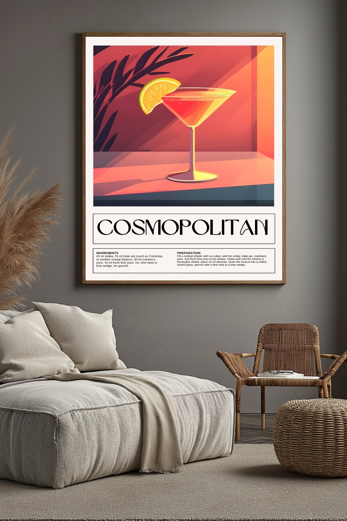 Cosmopolitan Wall Art Print — Pink Cocktail Poster