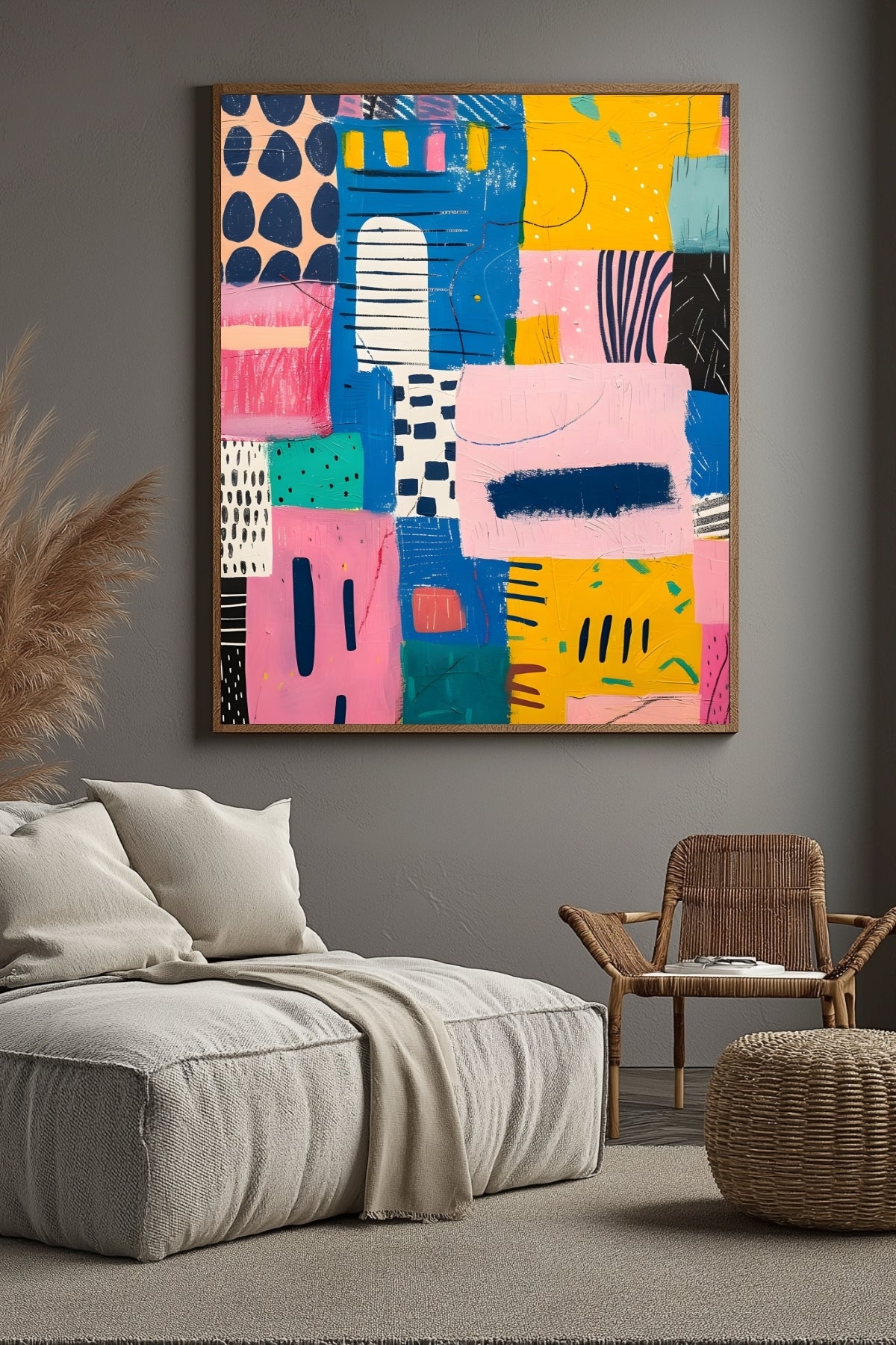 Vibrant Collage Wall Art Print — Bold Mixed Media Poster