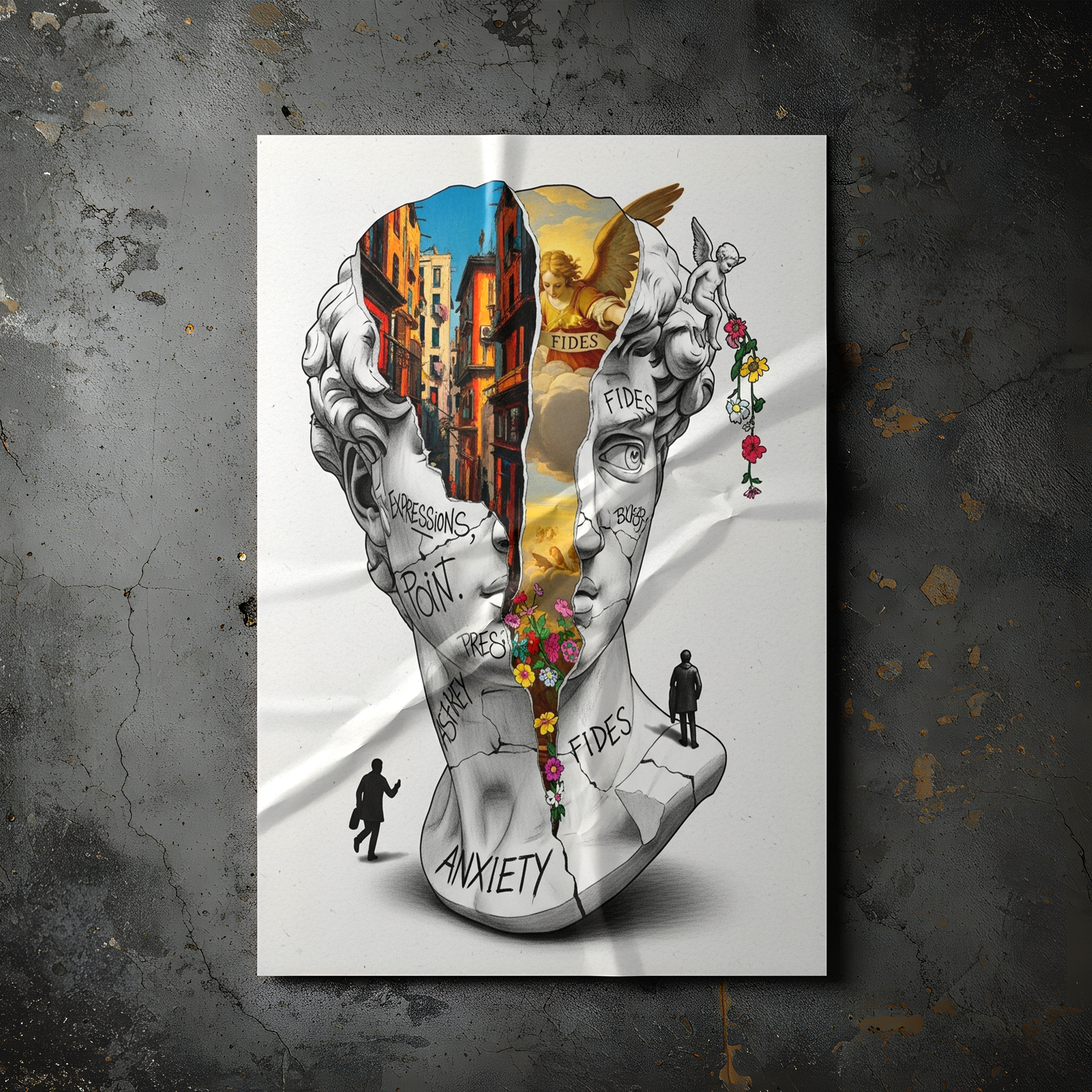 Anxiety & Faith — Surreal David Bust Wall Art Print