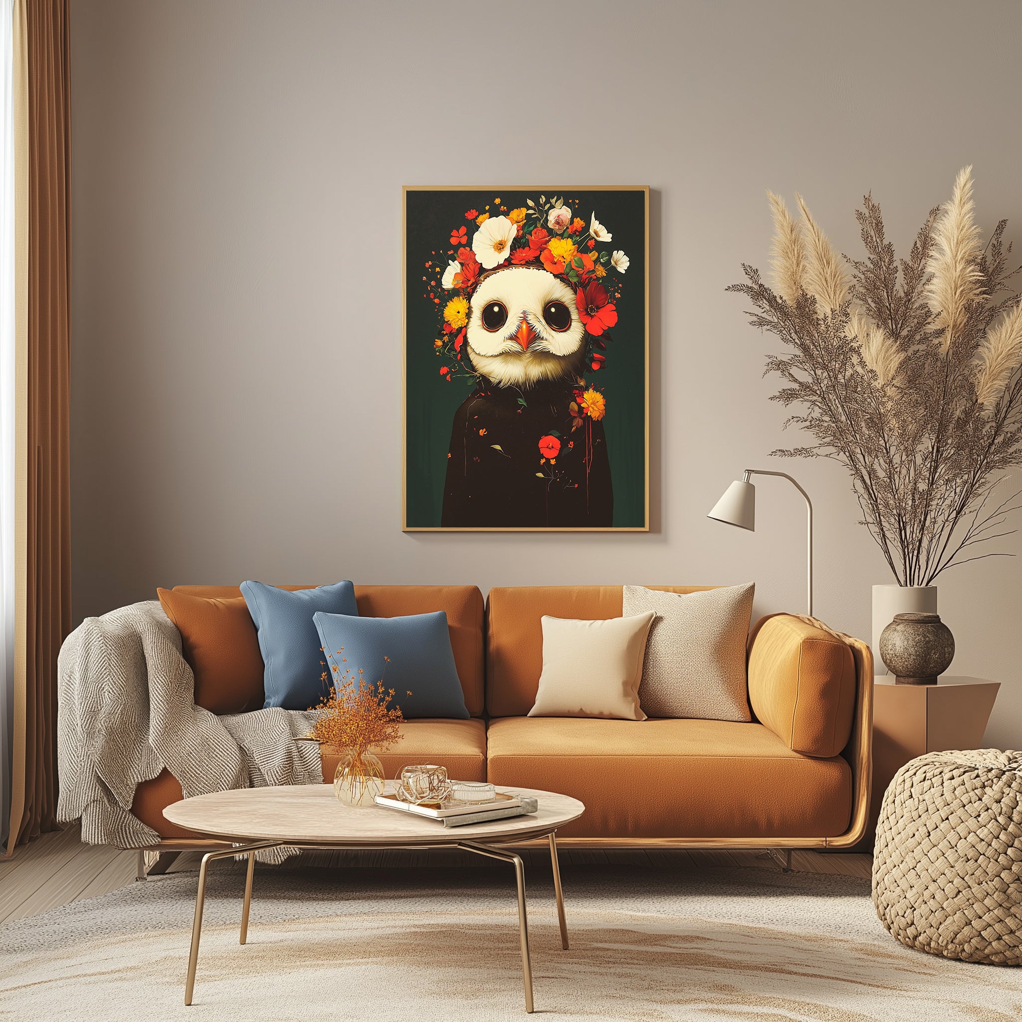 Blossom Bird Wall Art Print — Botanical Floral Bird Illustration Poster