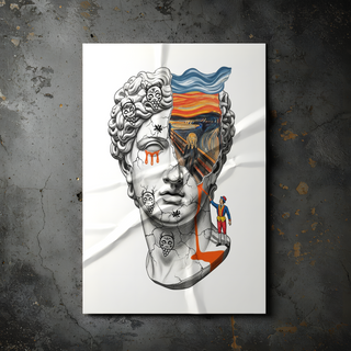 The Scream David — Surreal Renaissance Bust Wall Art Print