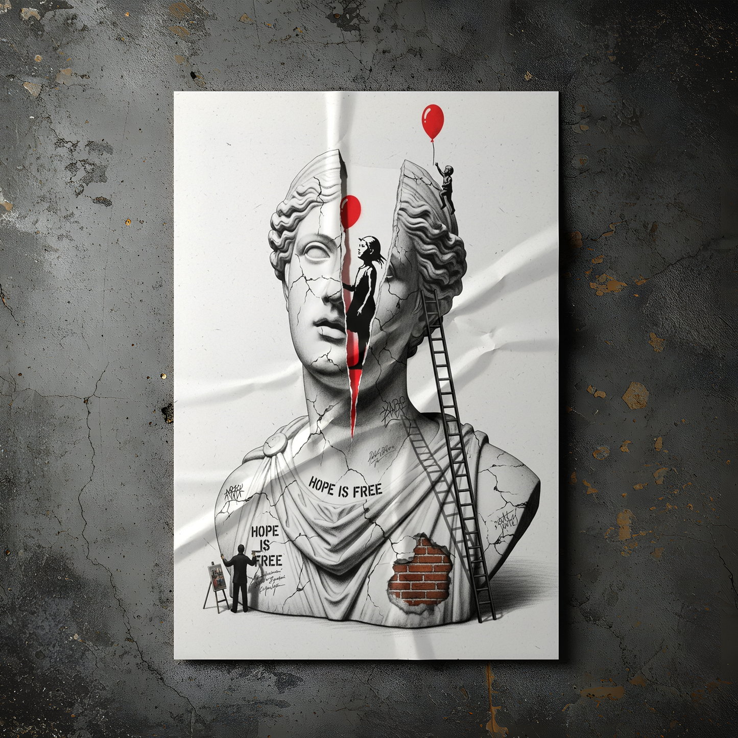 Hope is Free: Banksy Tablo Boyutlarında ve Yüksek Kaliteli Poster