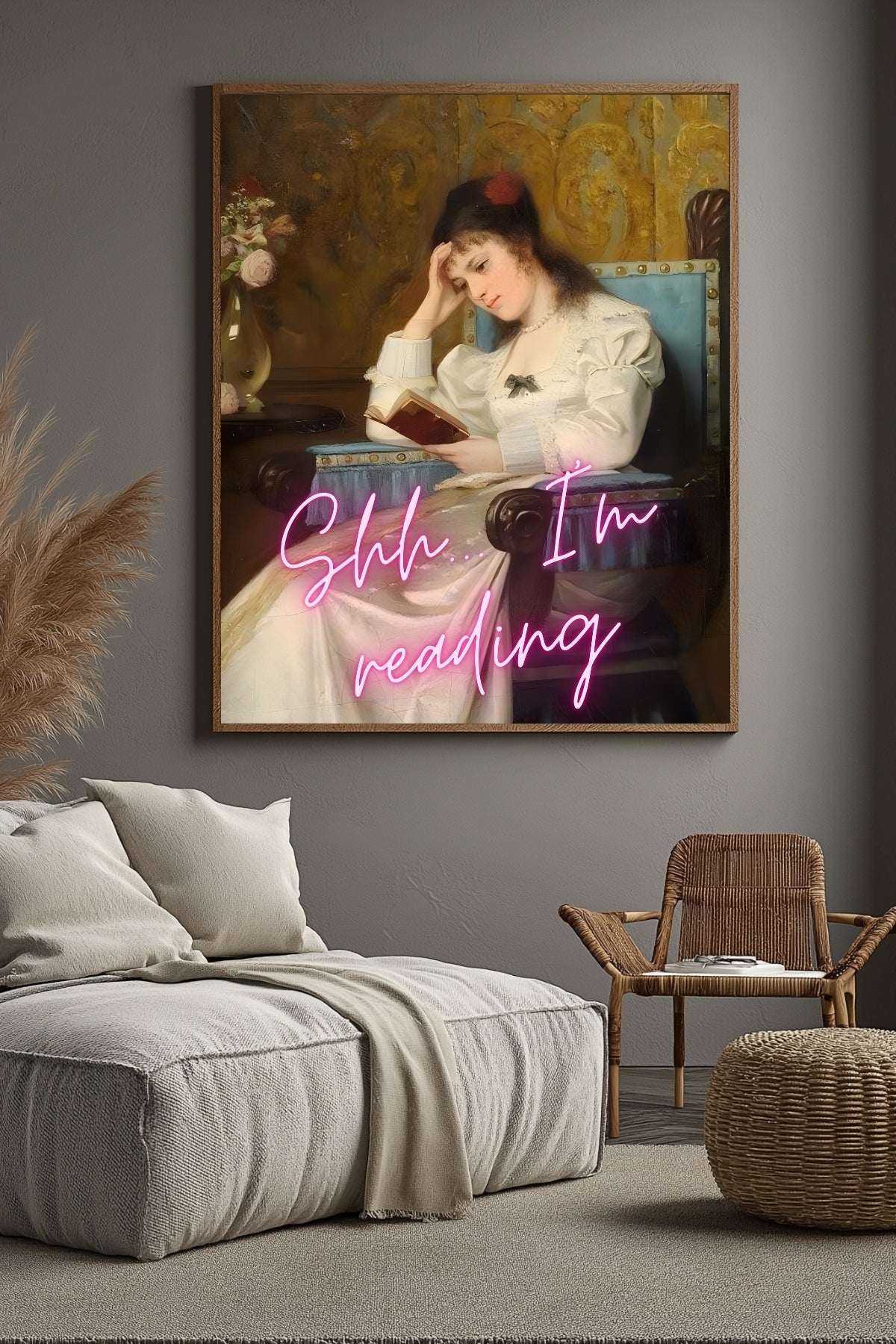 Ssh I'm Reading Wall Art Print — Book Lover Quiet Quote Poster