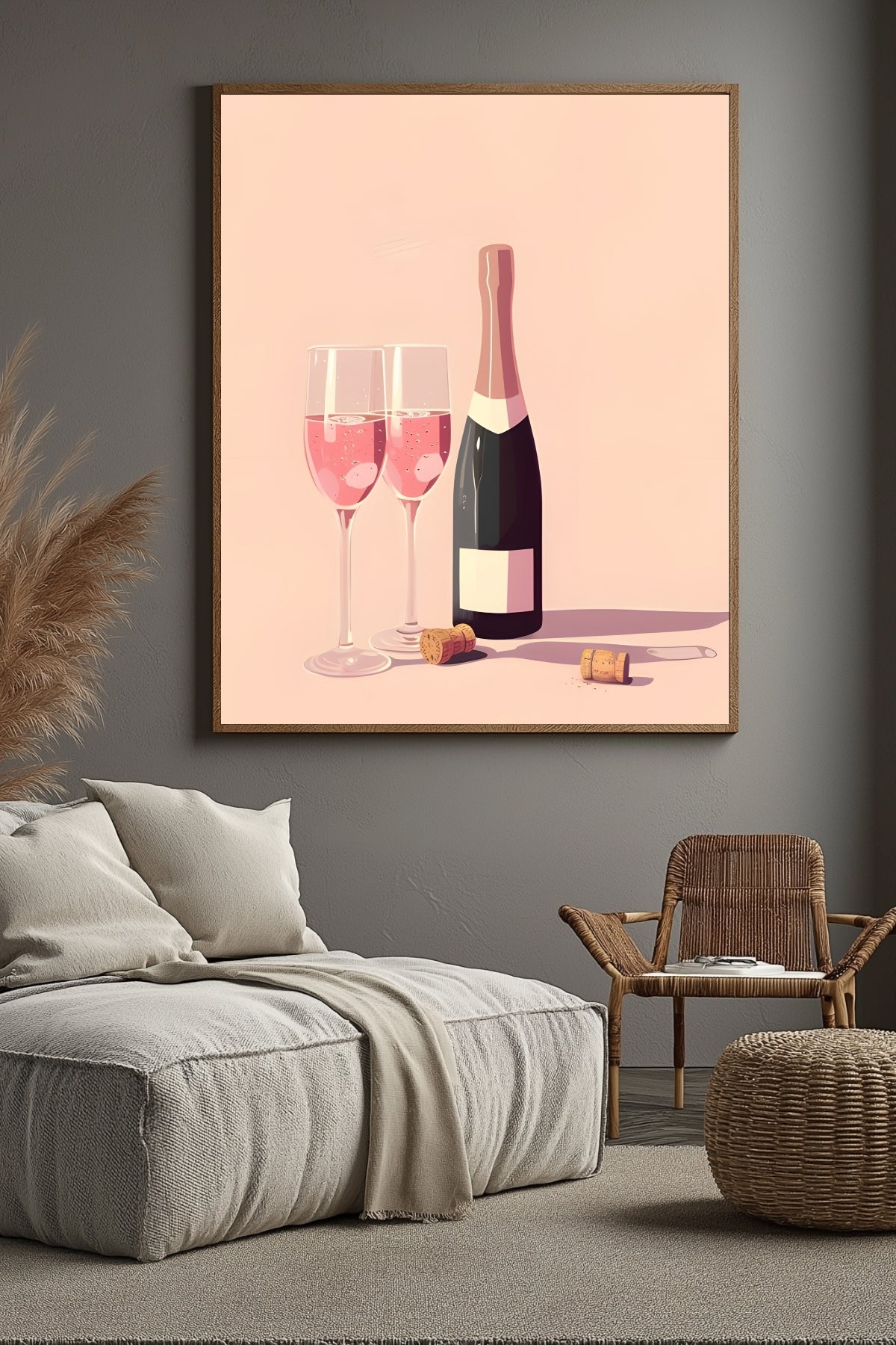 Blush & Bubbles Wall Art Print — Pink Champagne Aesthetic Poster