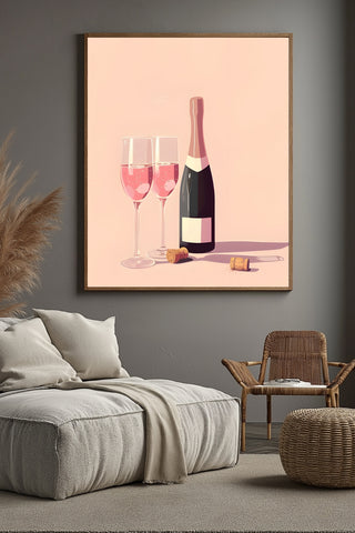 Blush & Bubbles Wall Art Print — Pink Champagne Aesthetic Poster