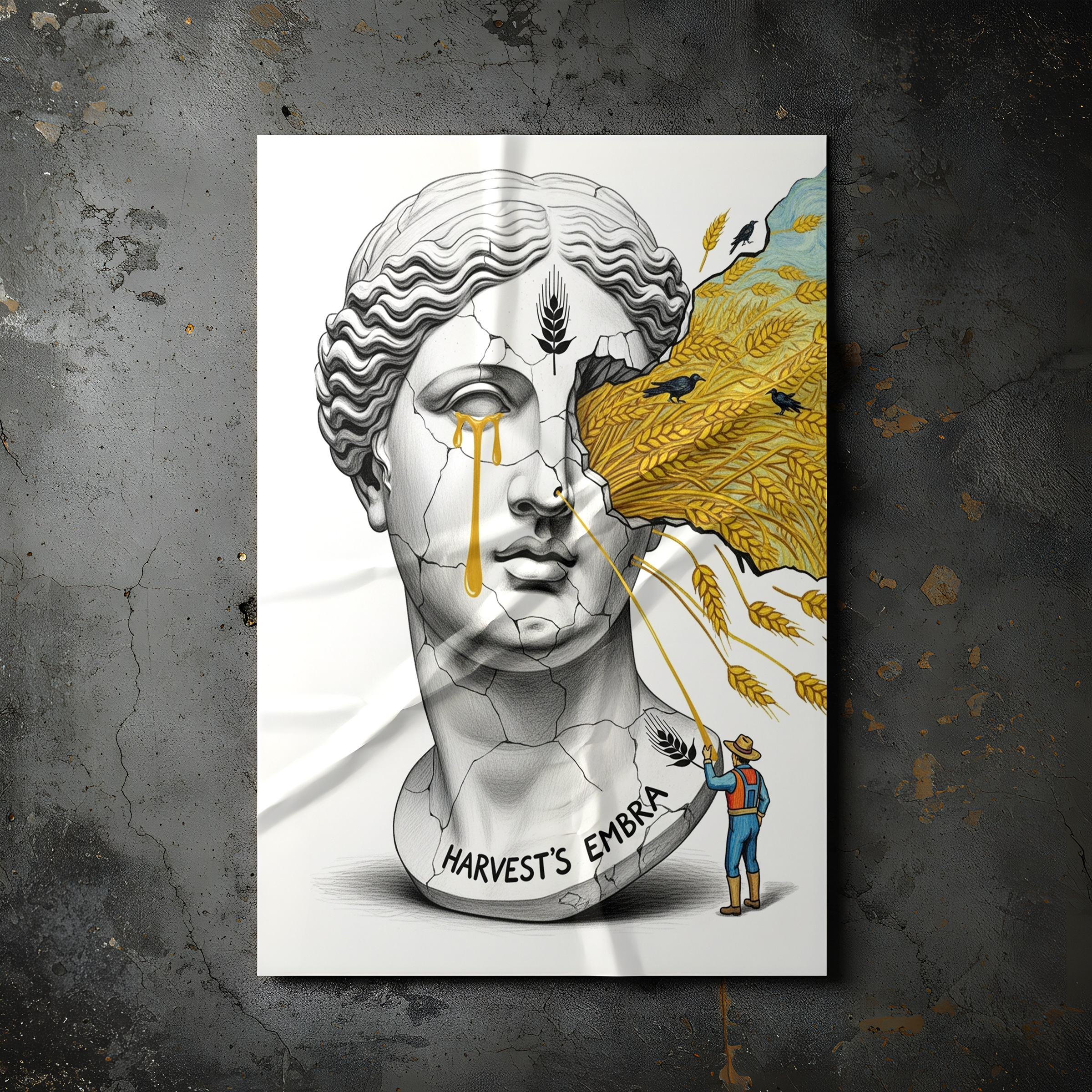 Harvest's Embrace — Surreal Demeter Bust Wall Art Print