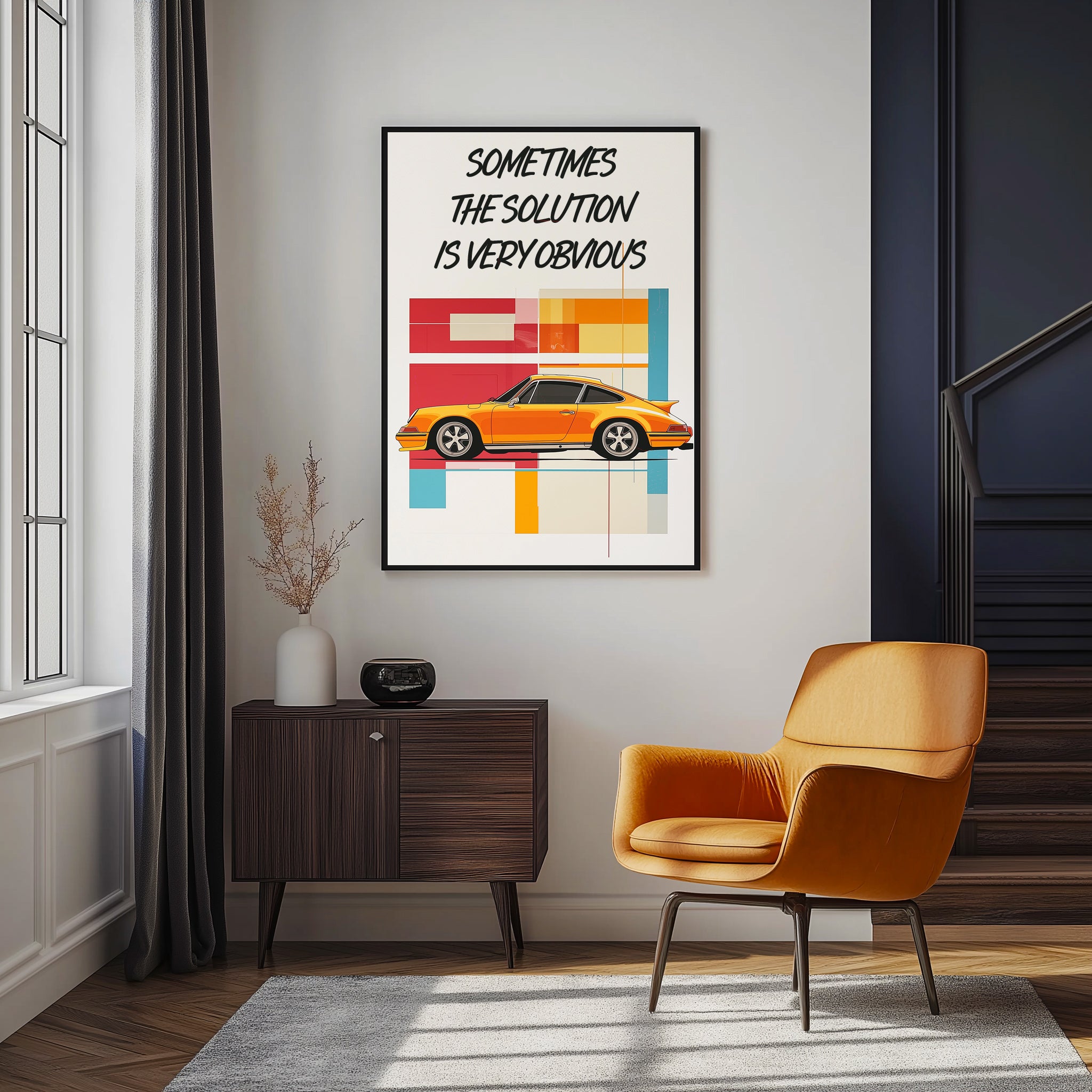 The Solution Porsche Wall Art Print — Iconic Car Silhouette Poster